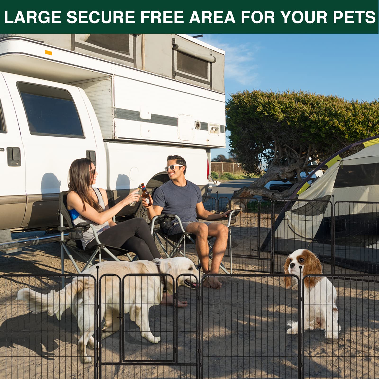 Viscoo Dog Playpen Outdoor, 16 Panels 32'' H Dog Pen Indoor, Metal Dog Fence Outdoor, Pet Fence For Large/Medium/Small Dogs, Ind
