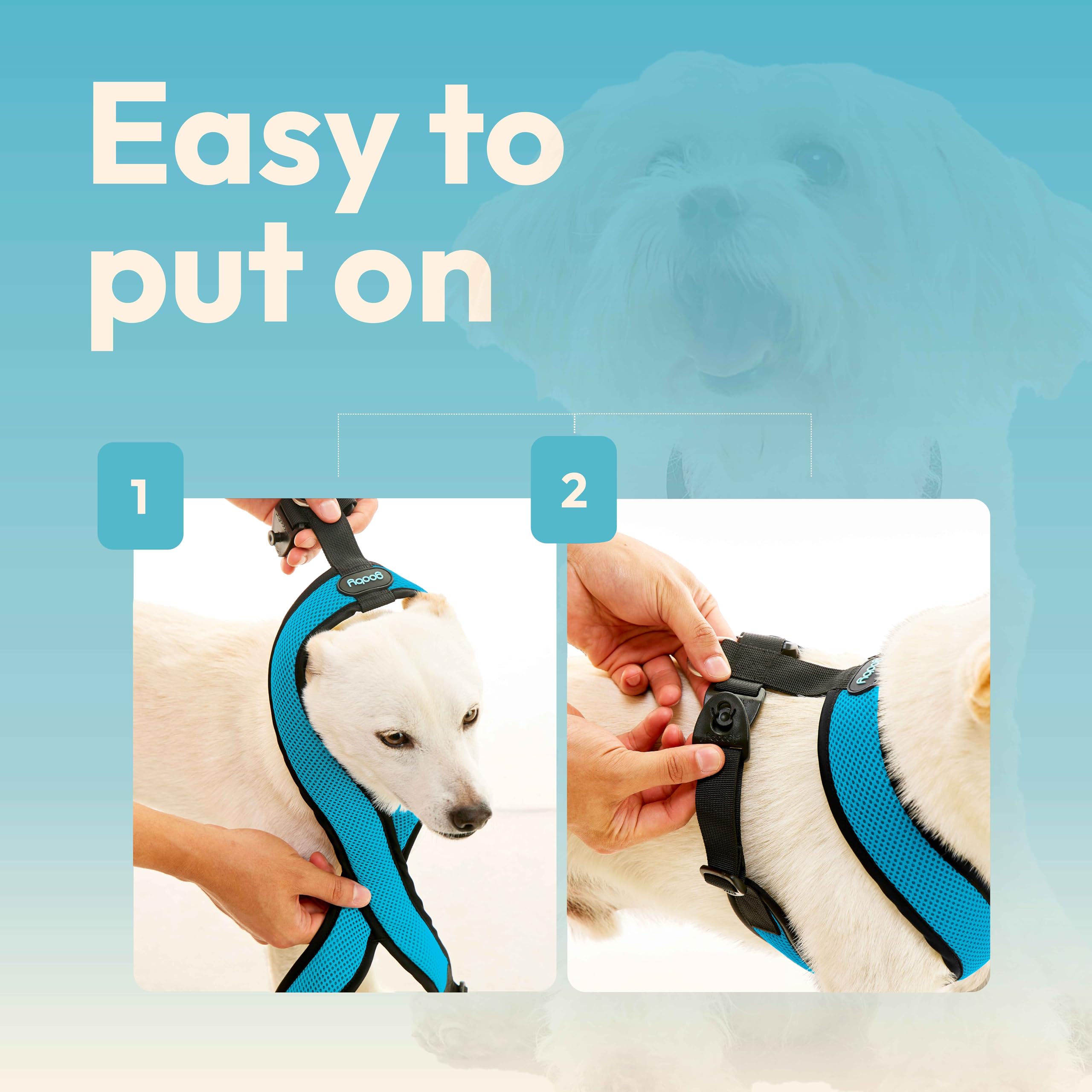 Gooby Comfort X Harness Dual Snap Mesh In Dog Harness - Ocean, Small