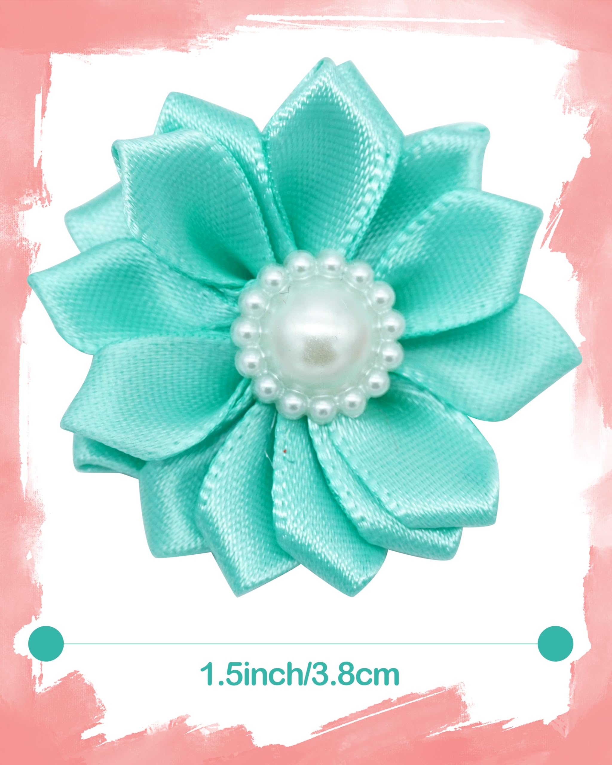 Pet Show 20 Pack/10 Pairs Flower Small Dogs Hair Bows With Rubber Bands For Small Dogs Cat Puppy Topknot Party Birthday Grooming