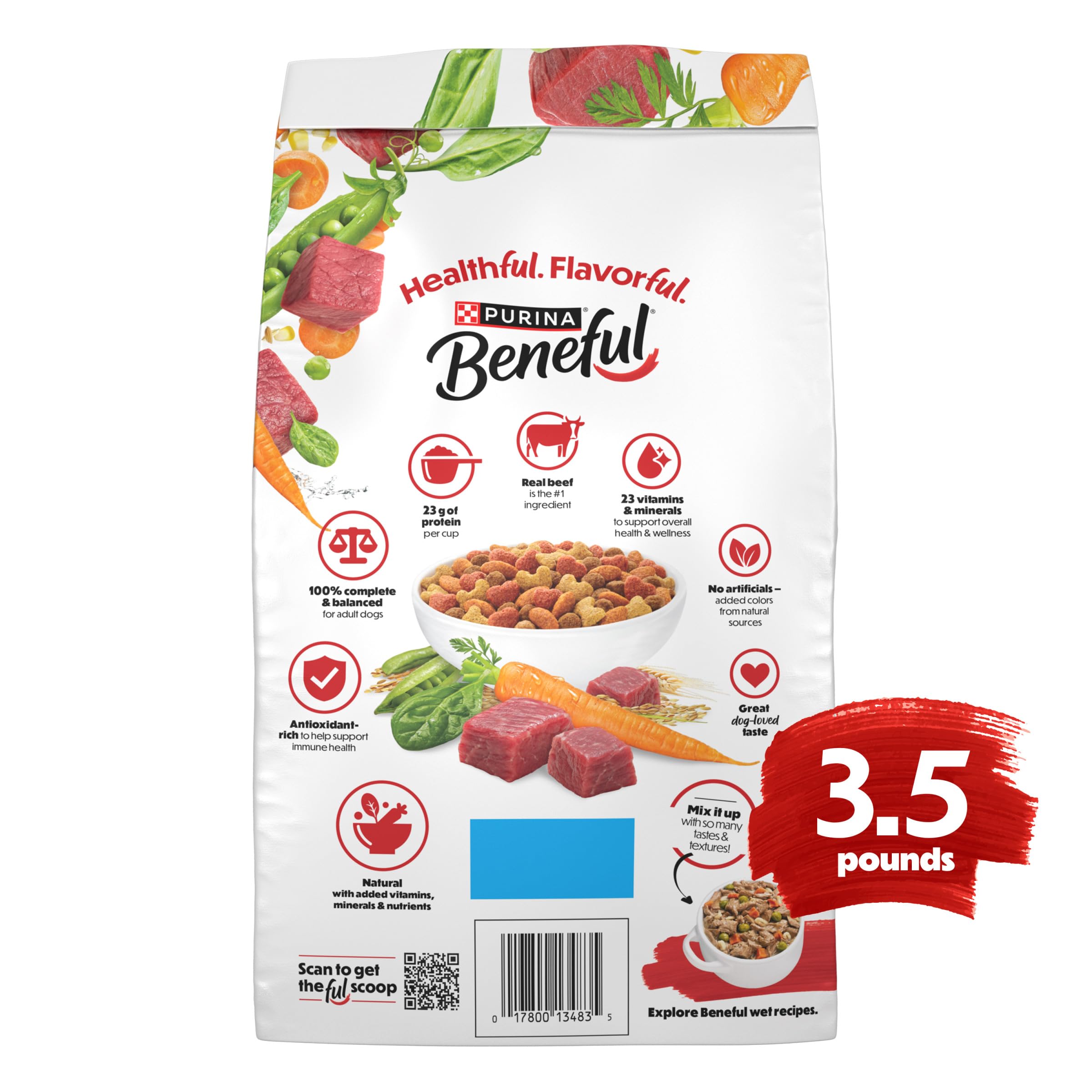 Purina Beneful Originals With Farm-Raised Beef Natural Dog Food Dry Recipe With Added Vitamins, Minerals and Nutrients - (Pack o