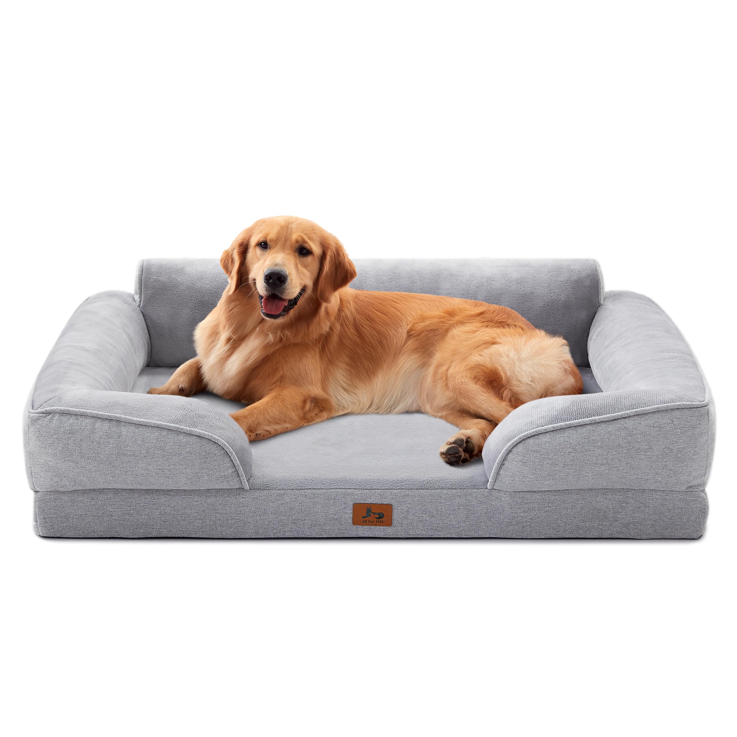 Warmrest Orthopedic Dog Beds for Large Dogs, Waterproof XL Pet Couch Bed with Soft Sides, Washable Dog Sofa with Flannel Removab