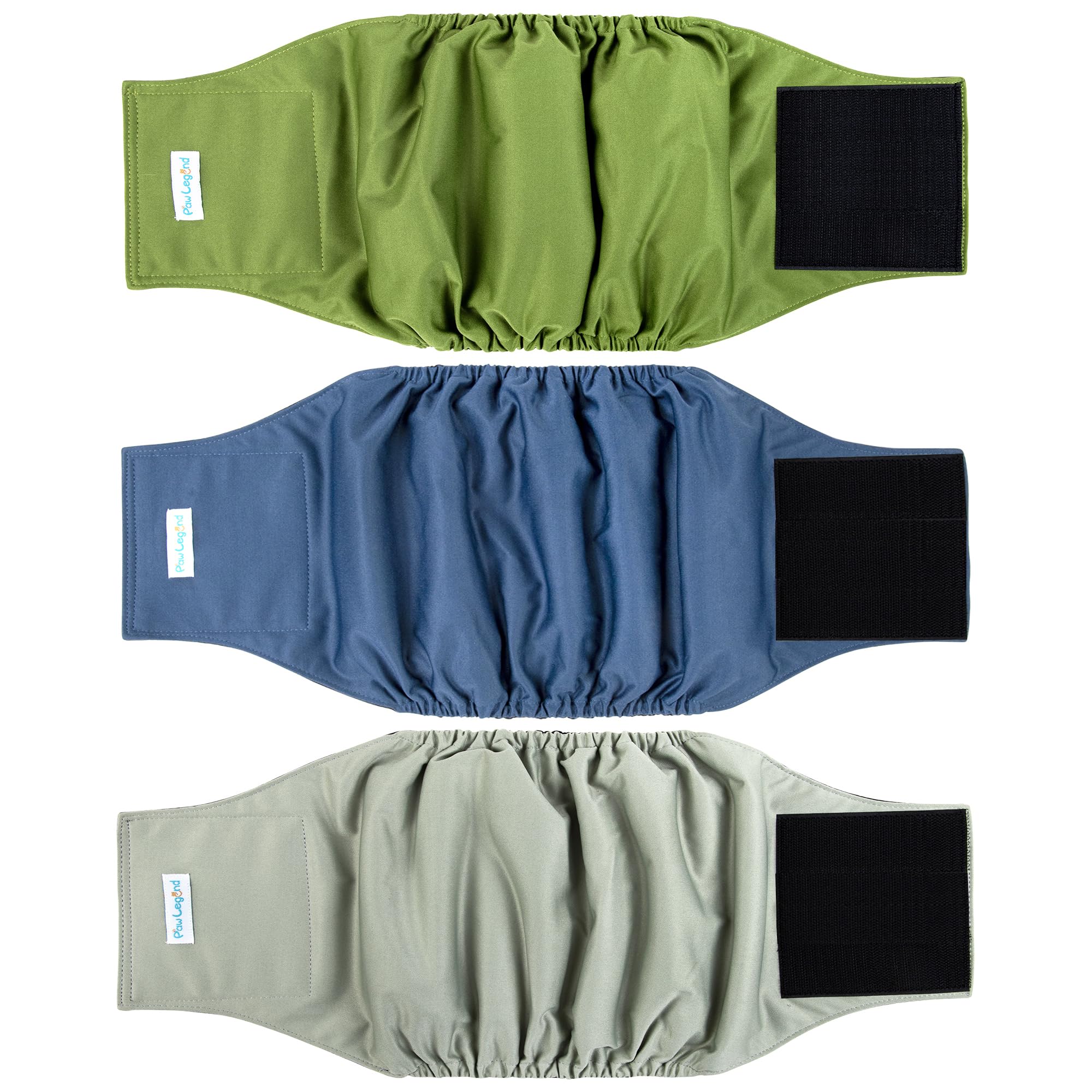 Paw Legend Washable Dog Belly Band Wrap Diapers For Male Dog | High Absorbing Puppy & Doggy Diapers Male (3 Pack,Army,Grey,Navy,Xs)