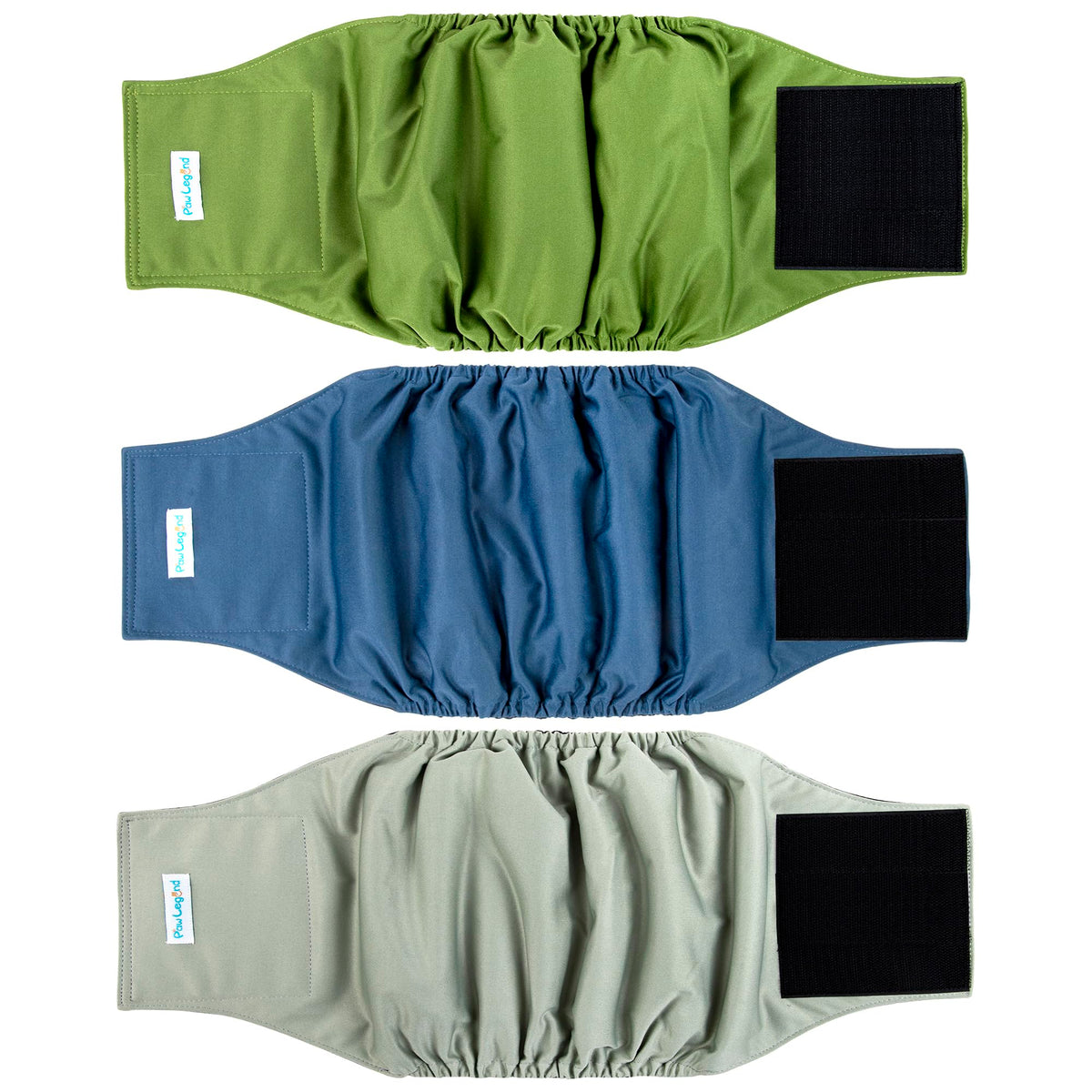 Paw Legend Washable Dog Belly Band Wrap Diapers For Male Dog | High Absorbing Puppy & Doggy Diapers Male (3 Pack,Army,Grey,Navy,Xx-Large)