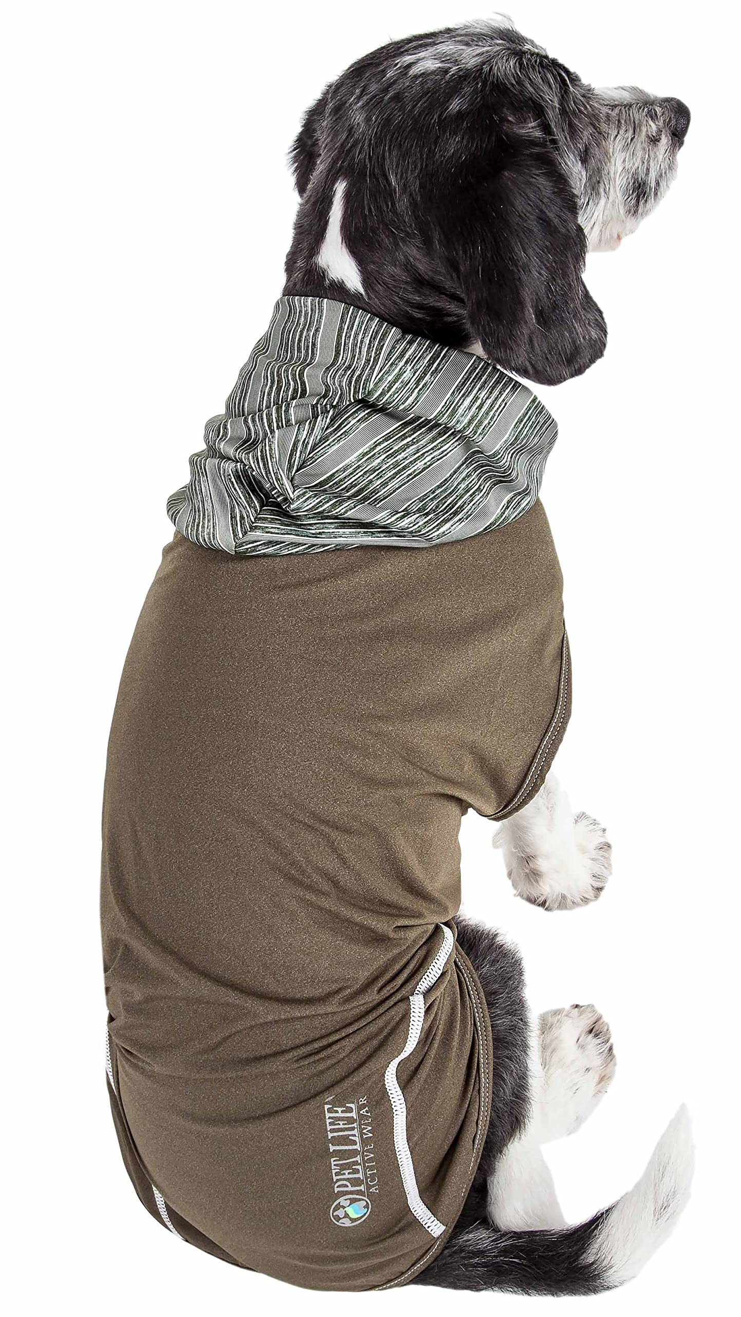 Pet Life  Active Pull-Rover Premium 4-Way Stretch Two-Toned Performance Sleeveless Dog T-Shirt Tank Top Hoodie, Medium, Green