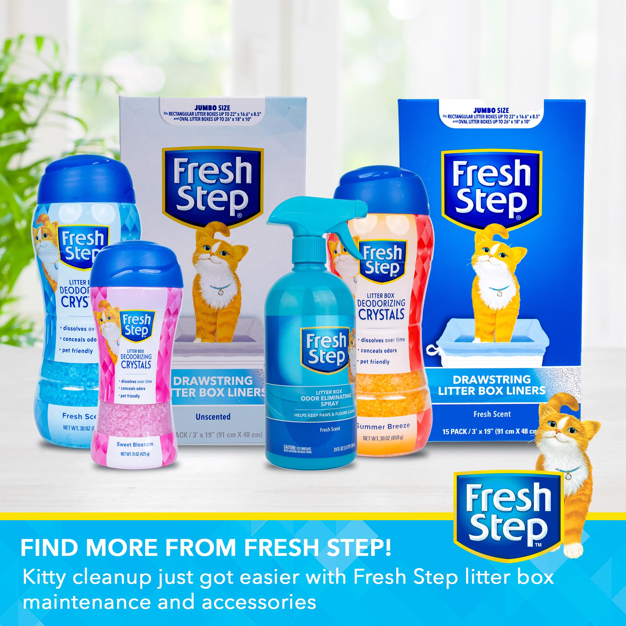 Fresh Step Cat Litter Crystals in Sweet Blossom Scent - Cat Litter Box Deodorizer - Combats Odors and Neutralizes Smells to Keep
