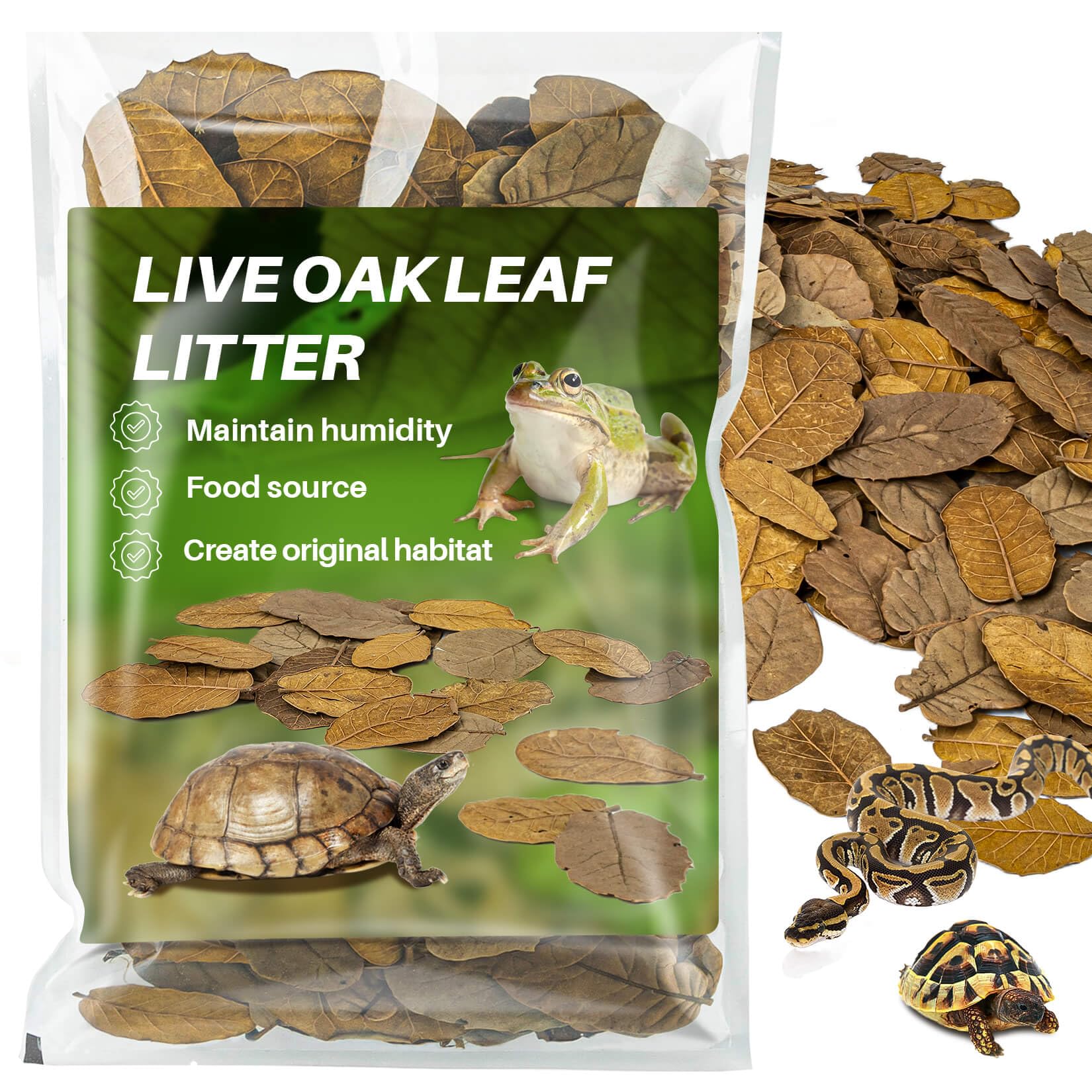 MAQIHAN 4.9 OZ Dry Oak Leaf Litter - Leaf Litter for Reptiles Oak Leaves for Isopods Live Substrate for Snakes; Frogs; Isopods; 