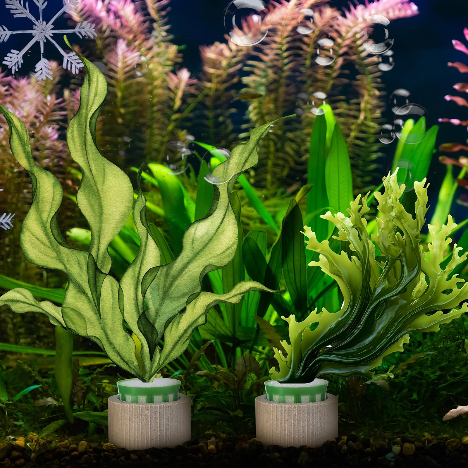 Wonderjune 25 Pack Aquarium Plant Weights Fish Tank Plant Holder Ceramic Anti Floating Aquatic Aquarium Pots Fixed Ring Set for