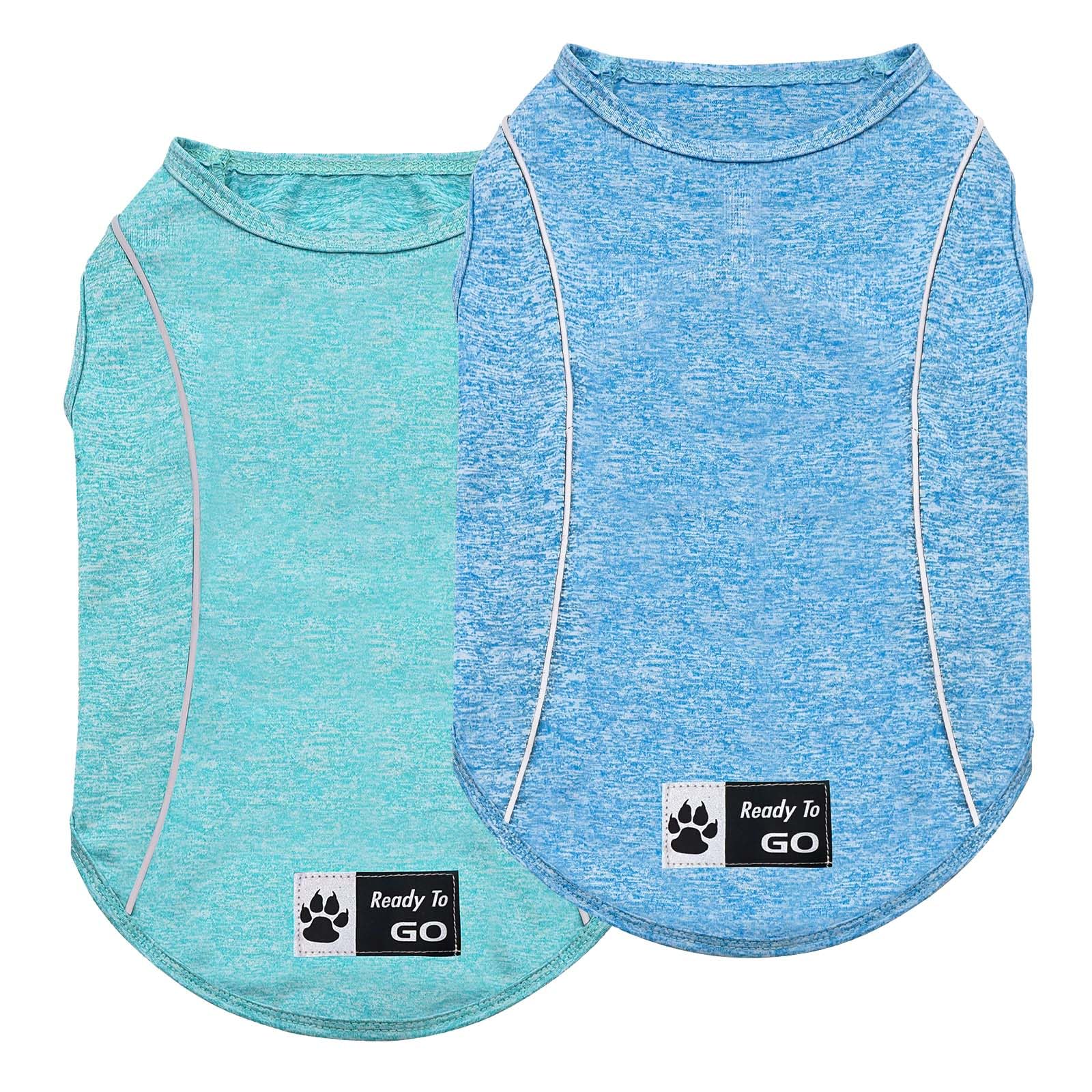 Kyeese 2Pack Dog Shirts Pet T Shirt With Reflective Stripe Quick For Athletic Tank Top Breathable Sleeveless Dog Vest Lightweigh