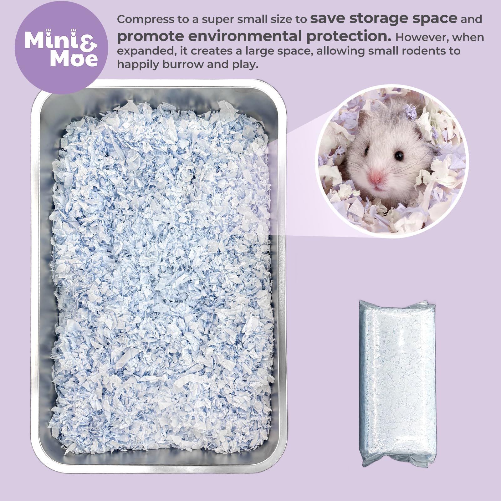 Mini&Moe Hamster Bedding 25 Liters: Dust-Free And Odor Control Moisture Absorbent Natural Paper Small Pet Bedding - For Guinea P
