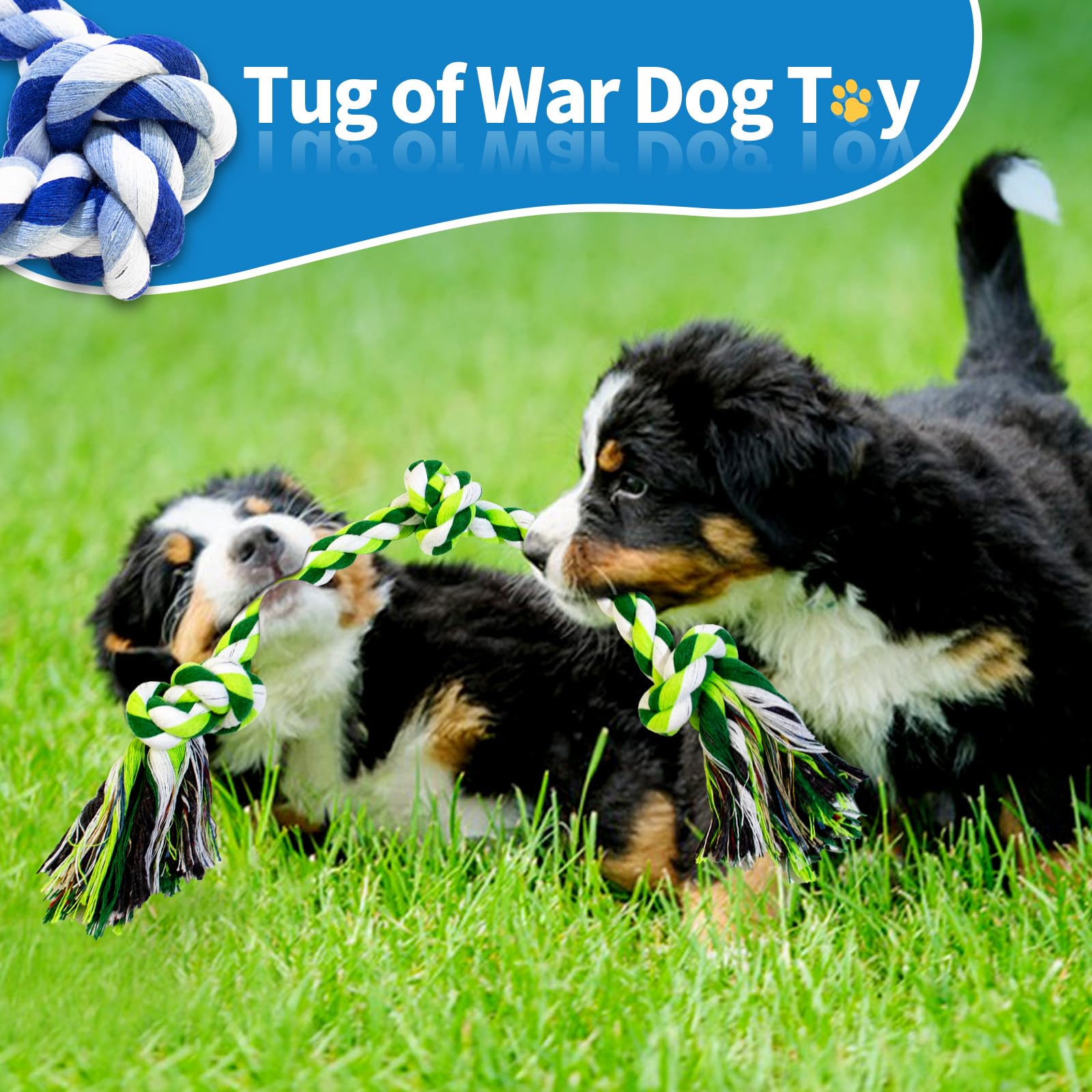 WDZZHOT [2 Pack] Dog Rope Toys, Dog Chew Toy for Medium and Small Dogs, 3 Knots Heavy Duty Puppy Rope Toy, 100% Cotton Tug of Wa