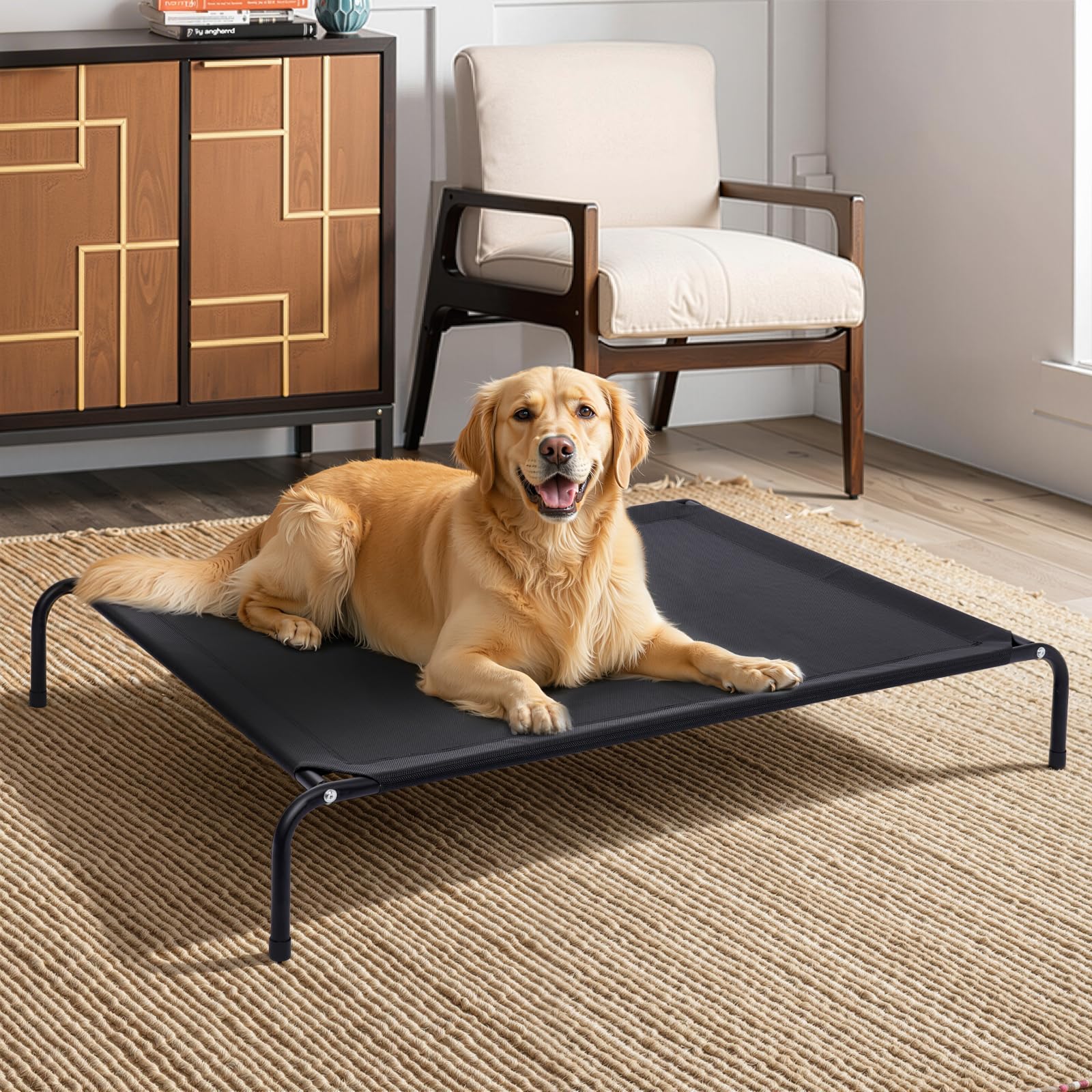 Elevated Dog Bed, Raised Outdoor Dog Cots Beds for Medium Dogs, Waterproof for Indoor & Outdoor, Cooling Hammock Cot with Breath