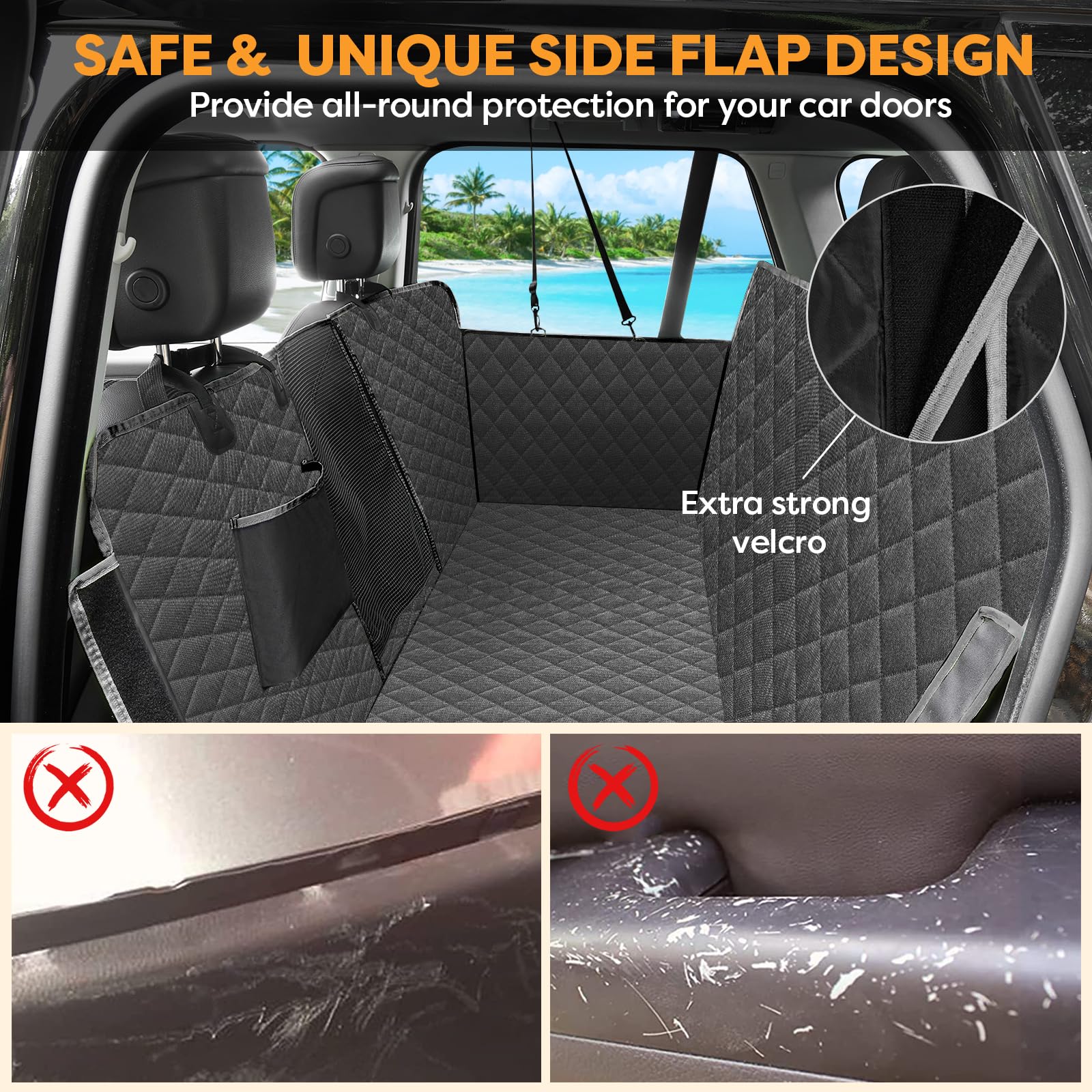 Nzonpet Dog Back Seat Covers For Trucks, 100% Waterproof With Big Mesh Window, Xl Nonslip Scratchproof Dog Truck Hammock, Heavy