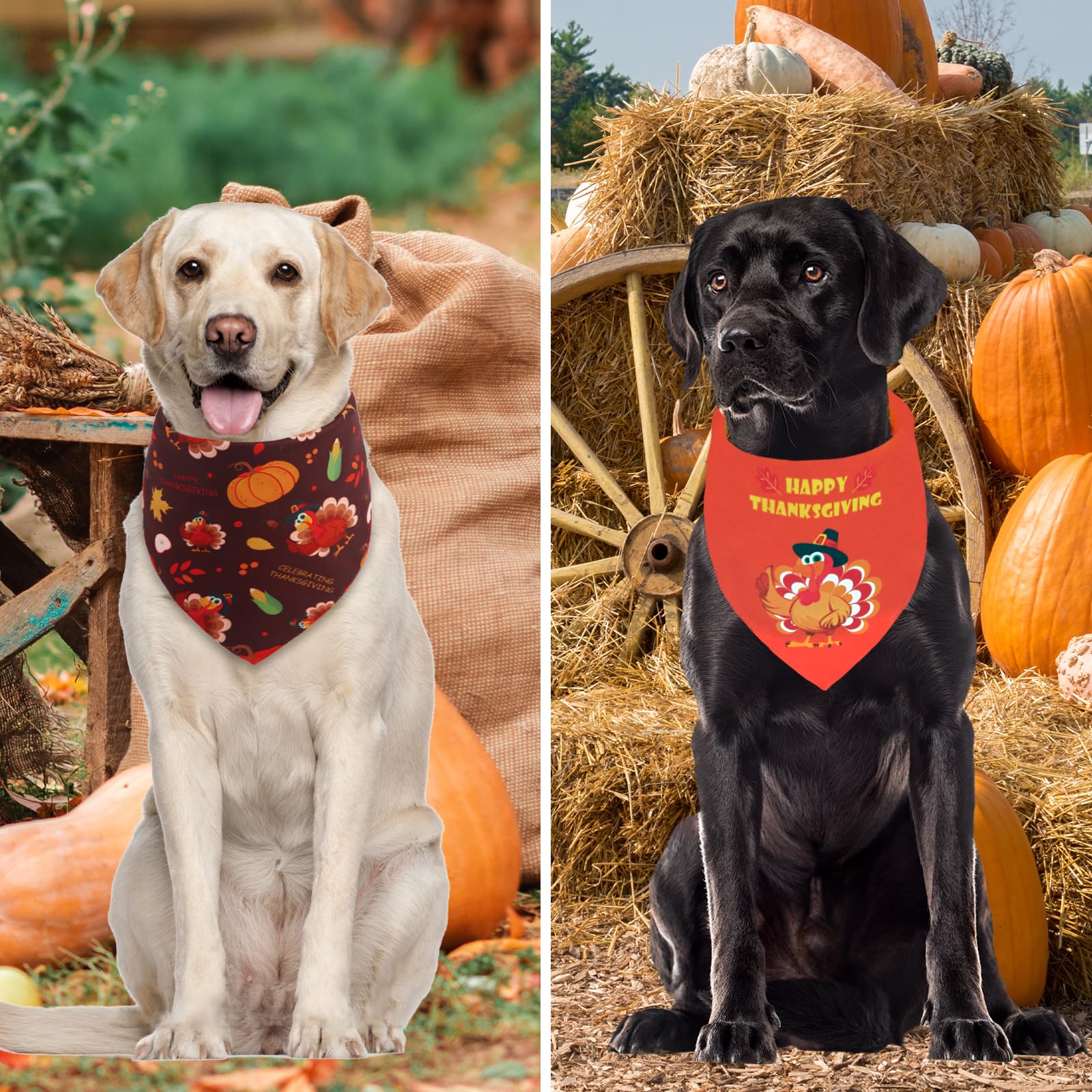 Gofshy Thanksgiving Dog Bandana Small 1PCS, Triangle Reversible Holiday Scarf for Boy and Girl, Fall Autumn Bibs Accessories for
