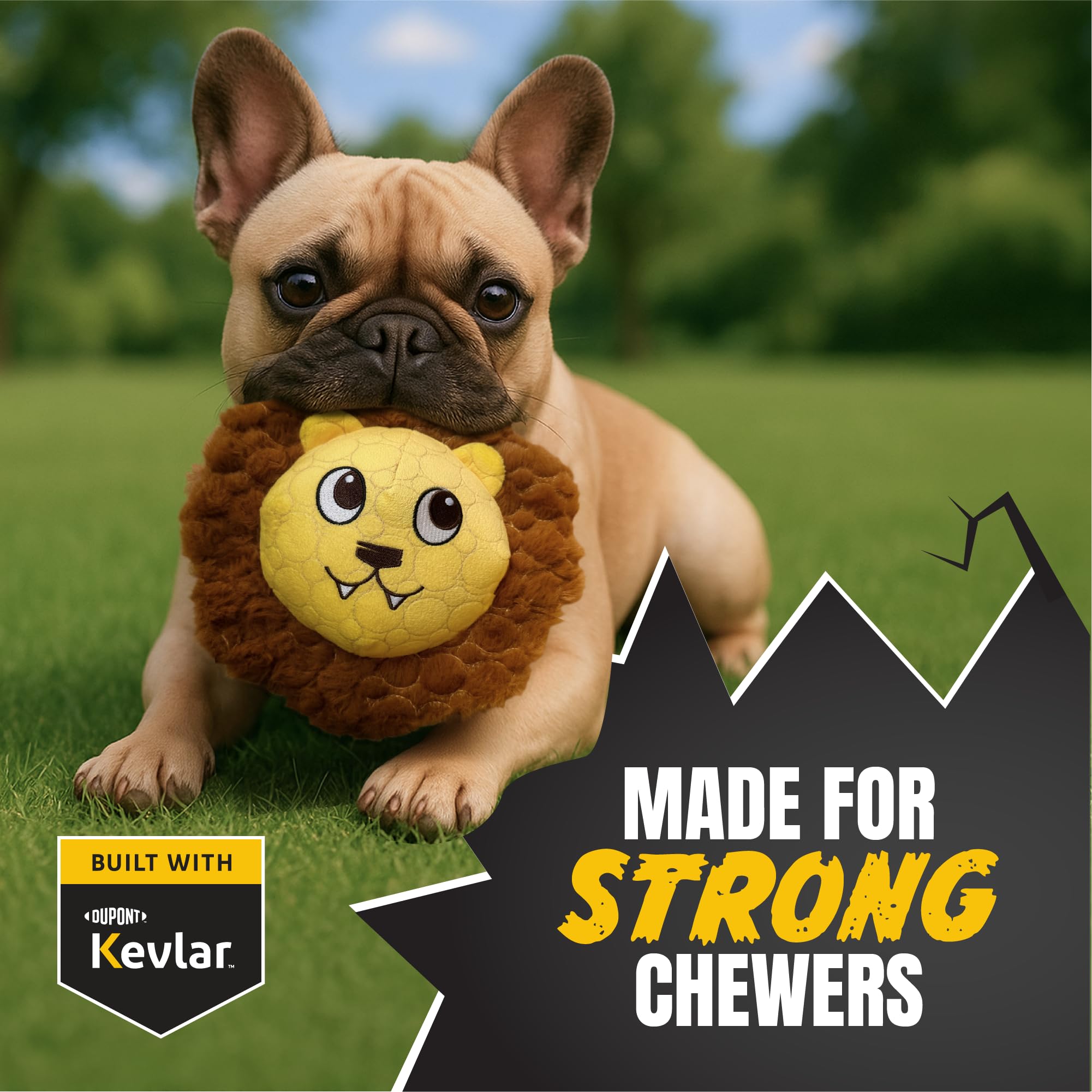 Bite Force -Durable & Strong Dog Toy Mighty Leo with Squeaker, Kevlar-Reinforced for Aggressive Chewers for Small Medium Large D