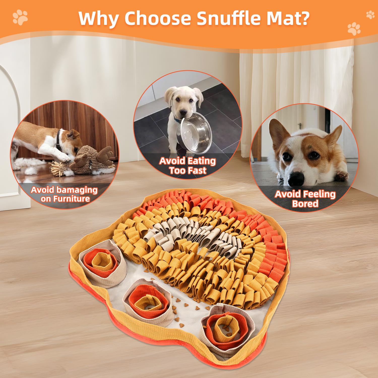 Yellow Snuffle Mat For Pet Feeding - Interactive Puzzle Toy For Training And Stress Relief - Encourages Natural Foraging Skills