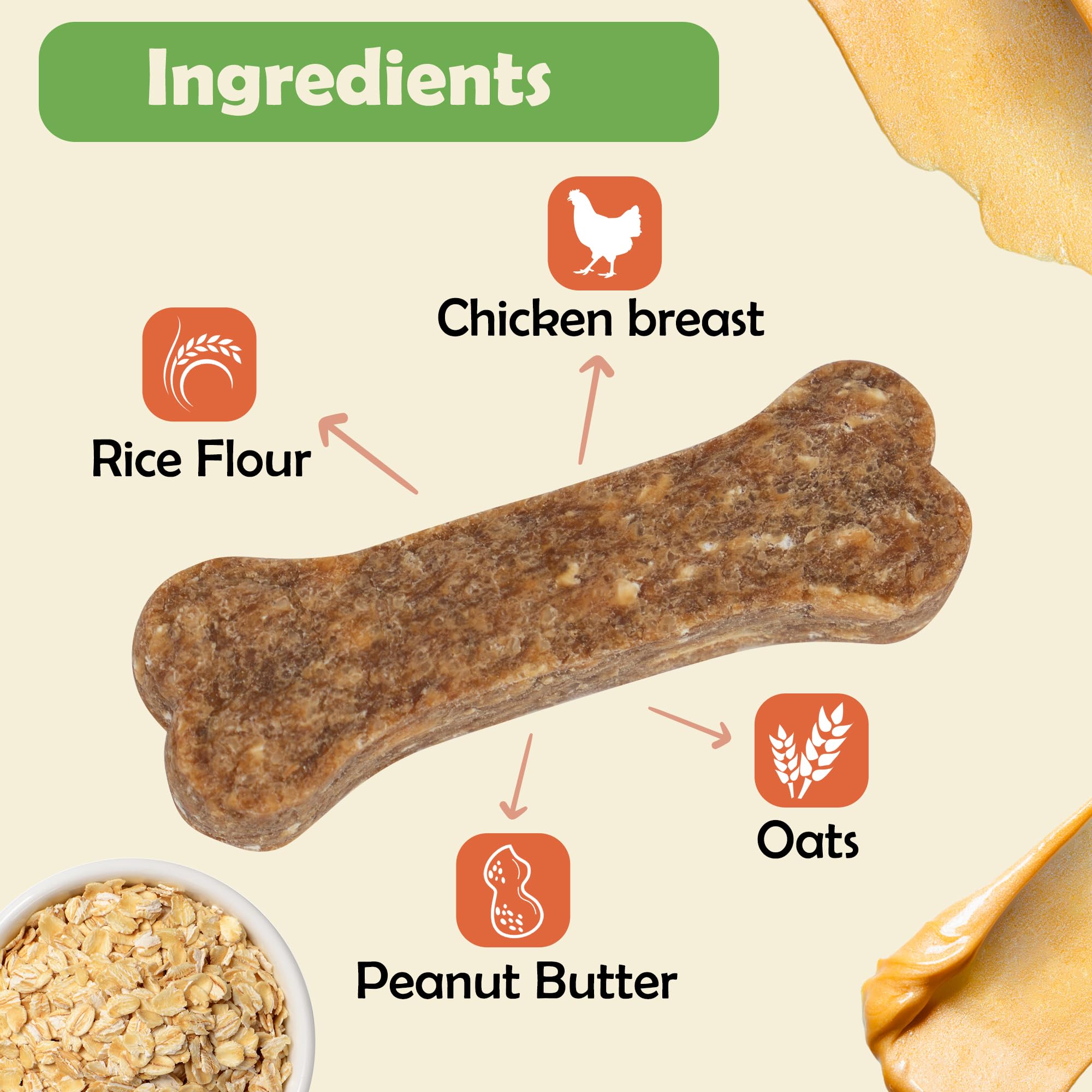 MON2SUN Dog Treats 2 Inch Chicken & Oat Treats with Peanut Butter, Crunchy Biscuits for Small Dogs, Training Rewards, 10.6 oz (3