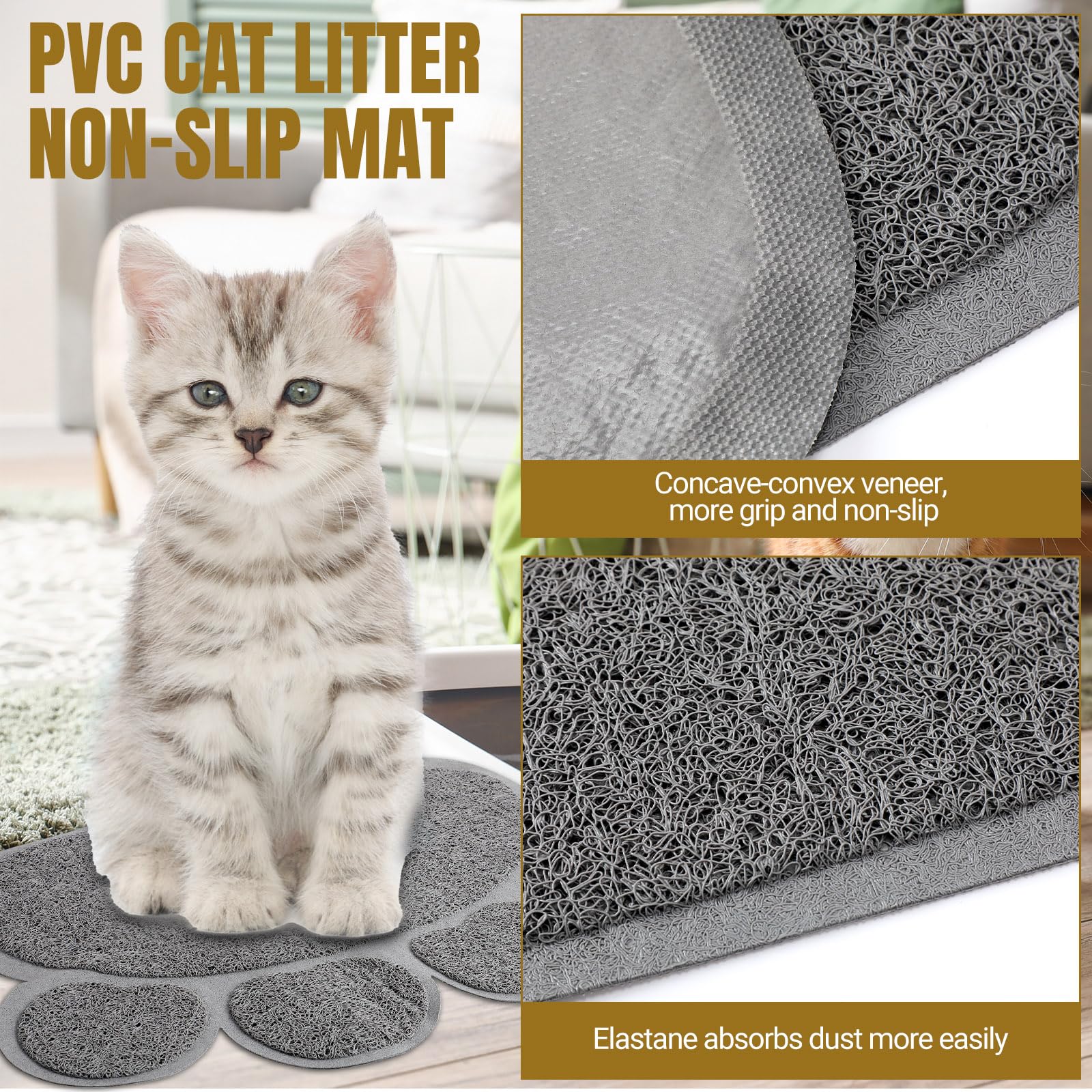 7 Pcs Small Cat Kitten Starter Kit - Litter Box, Paw Mat, Double Bowls, Toy Teaser Stick, Collar - Essentials Kit for 1-3 Lbs Be