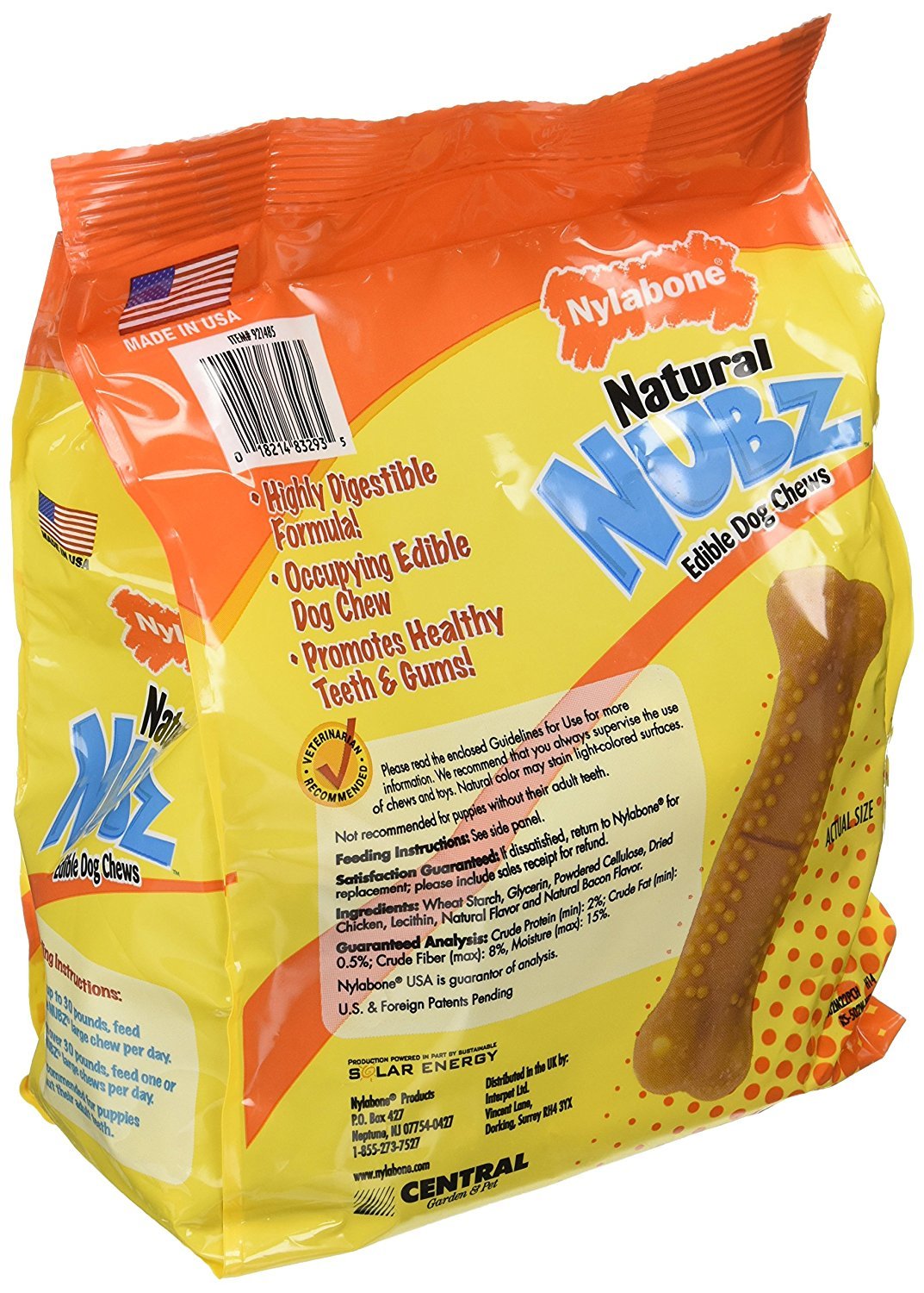 (Pack of 2) Nylabone Natural Nubz Edible Dog Chews 22ct. (2.6lb/Bag) -Total 5.2lb -Like New