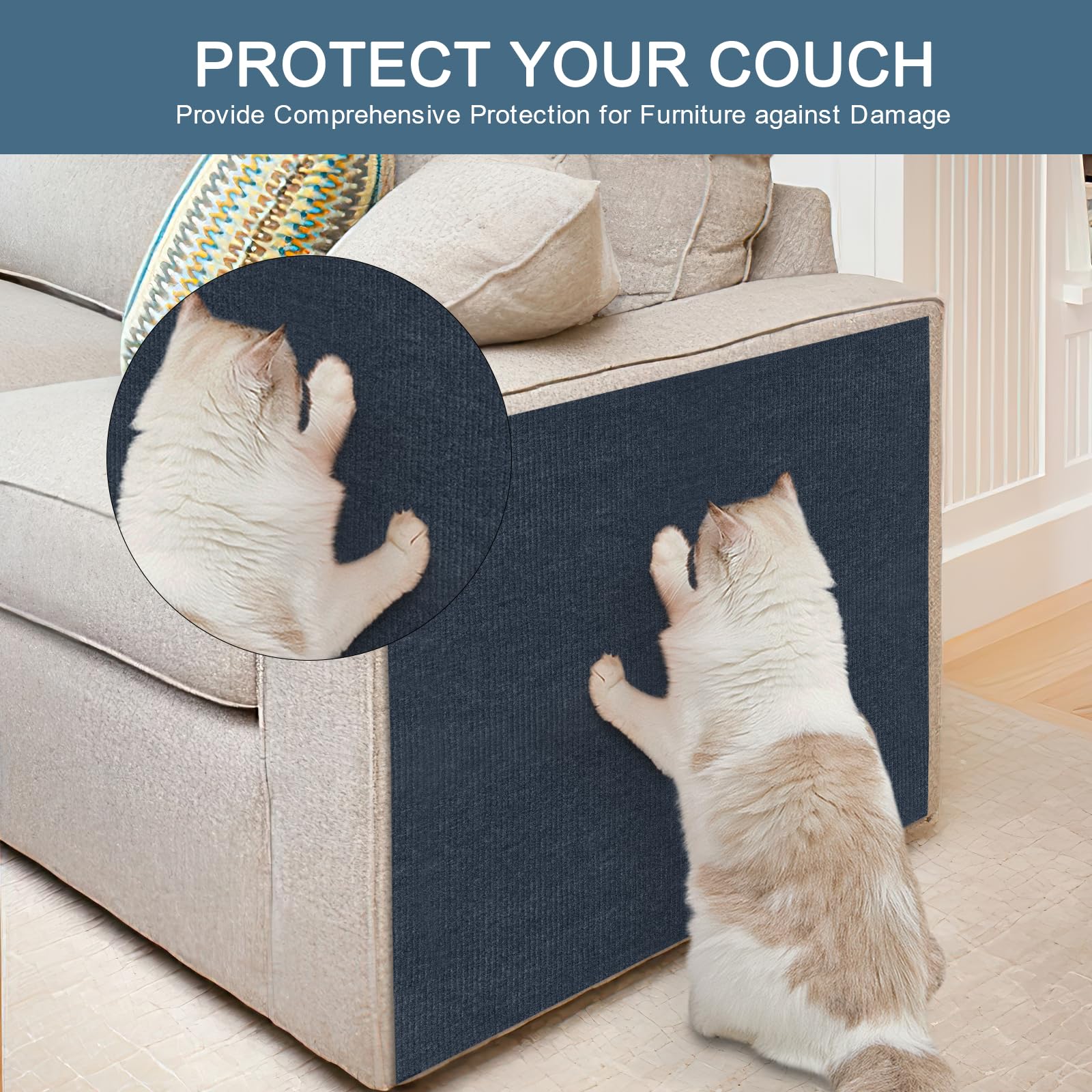 Ankilo Upgraded Cat Scratching Mat, 78.7X15.7, Self-Adhesive Scratching Boards, Felt Cat Scratching Mat, Free Cutting, Cat S