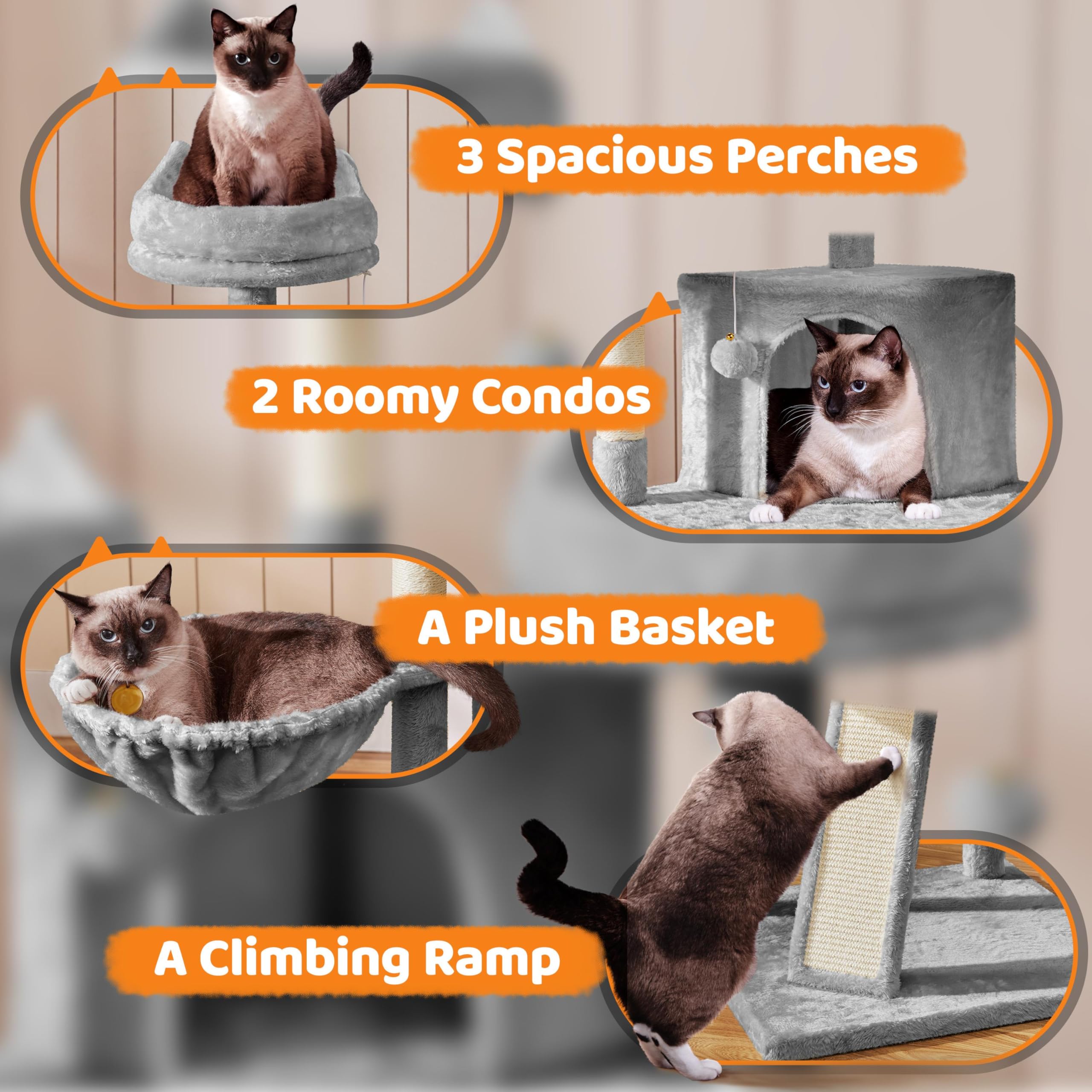 Yaheetech 68.5in Multi-Level Cat Tree Large Cat Tower with Sisal-Covered Scratching Board & Scratching Posts, Cozy Perches, Stab
