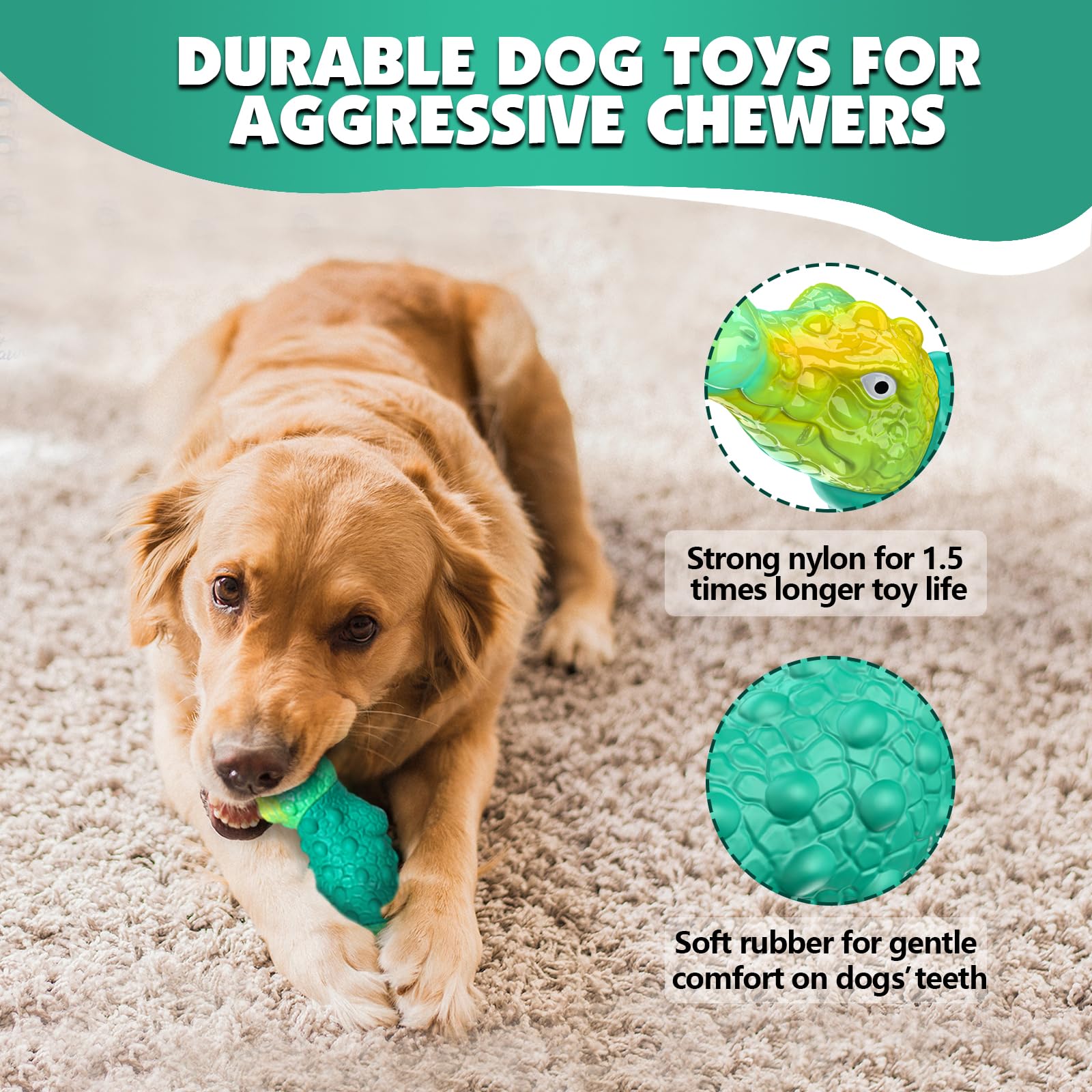 Tooptate Dog Toys For Aggressive Chewers - Indestructible Dog Toy Squeaky Chew Toys To Keep Them Busy For Large And Medium Breed