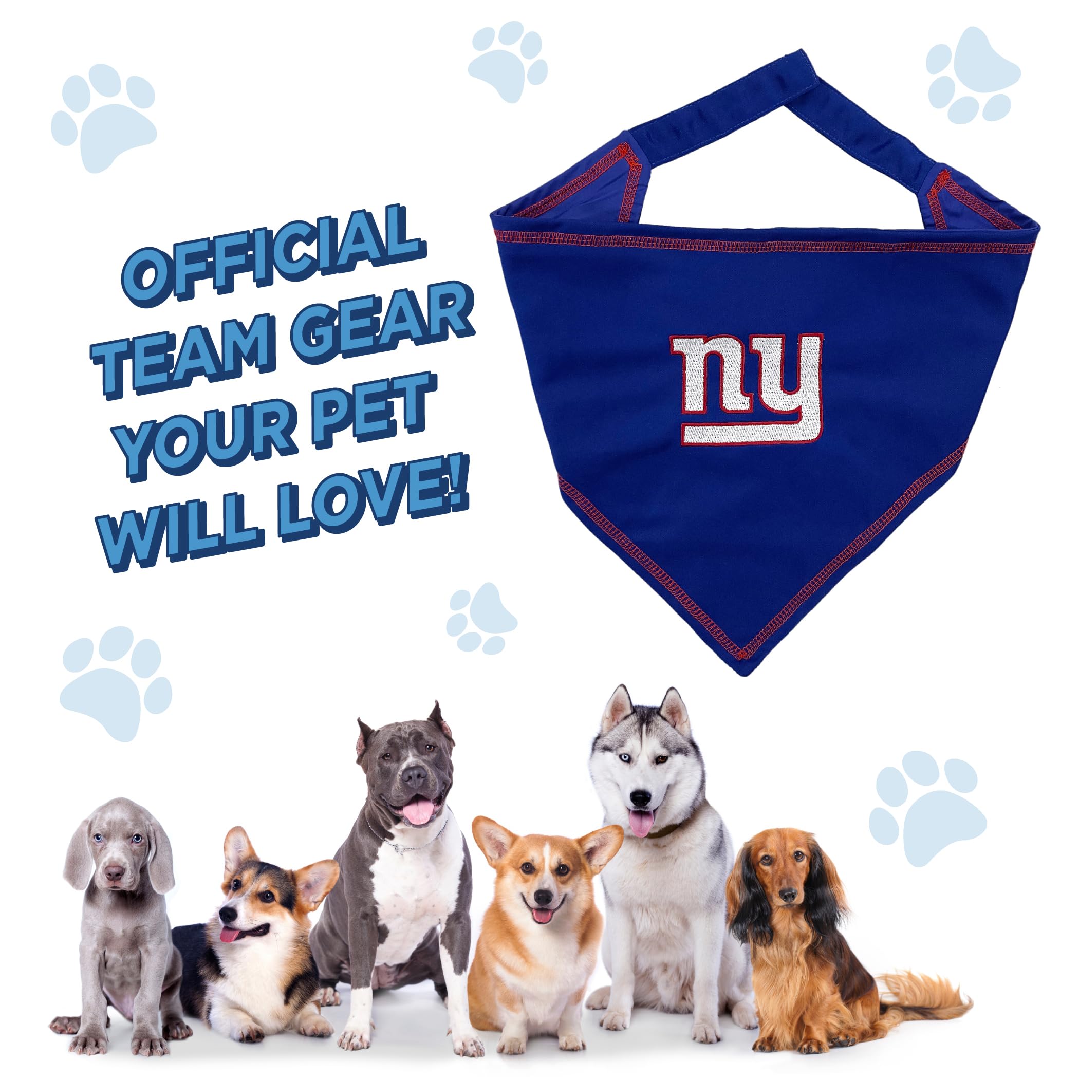 Nfl New York Giants Tie Bandana, Small/Medium. Dog Bandana Scarf Bib For Pet Cat Dog. The Ultimate Game-Day, Party Bandana