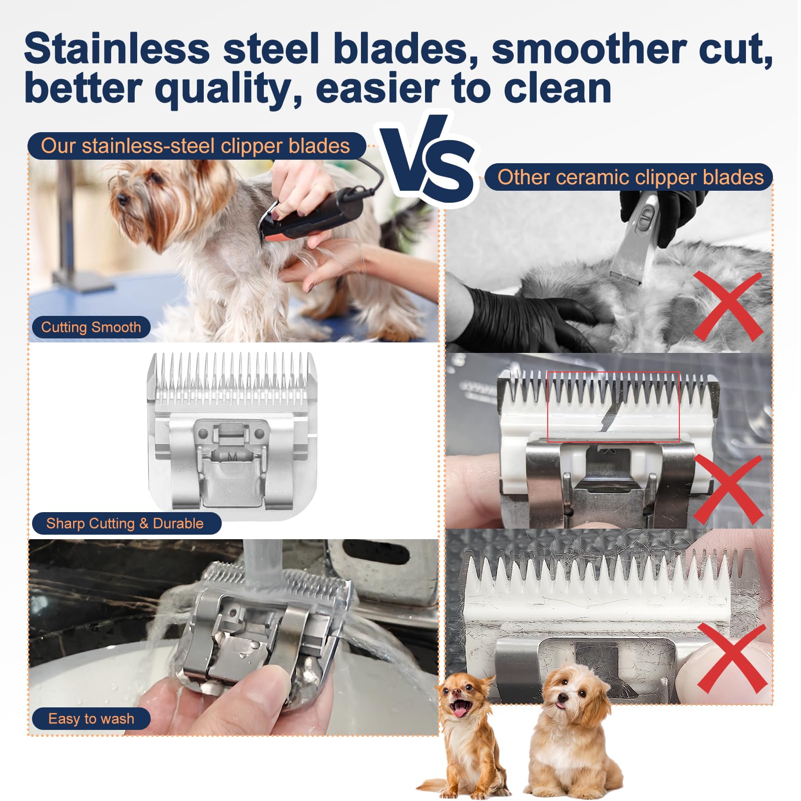 Tutuosto 7Fc Clipper Blades Pet Grooming Clipper Replacement Blades Detachable Blade Compatible With Andis/Wahl/Oster Dog Clippe
