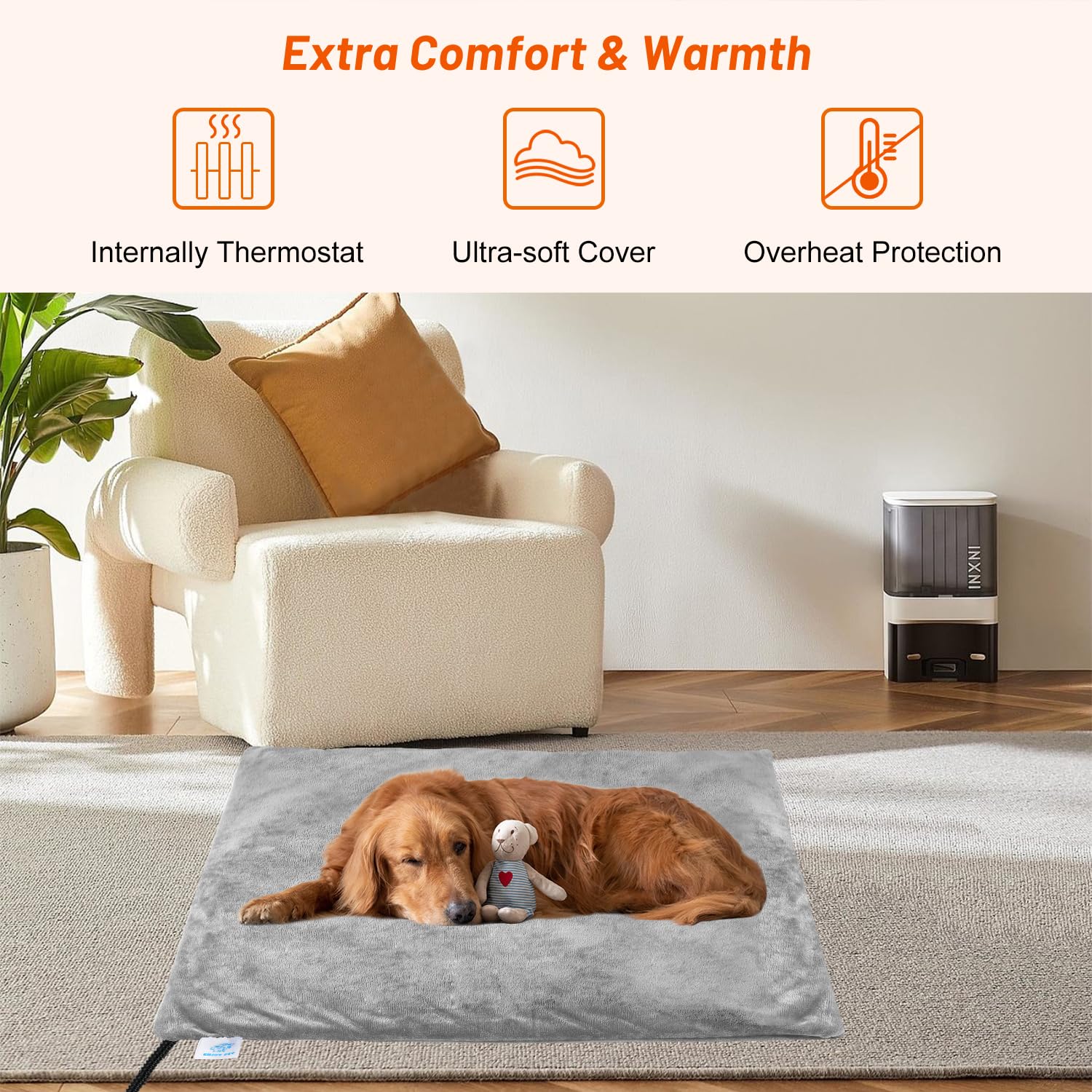 Pet Heating Pad For Cats Dogs, Electric Cat Heating Pad Indoor With Timer, 9 Level Temperature Dog Heating Pad Waterproof Heated