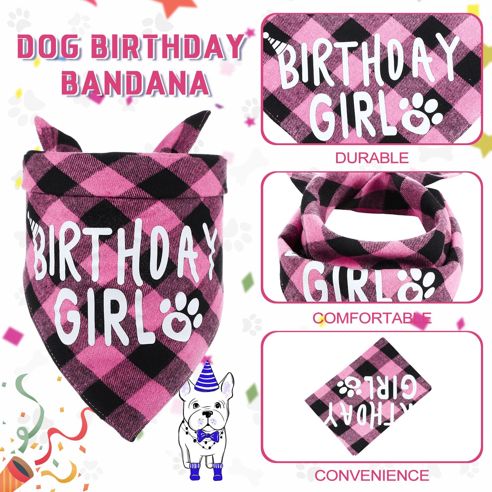Weewooday Dog Birthday Party Supplies Birthday Boy Girl Cake Bandana Triangle Scarf Party Hat Dog Bow Tie Collar With Numbers Fo