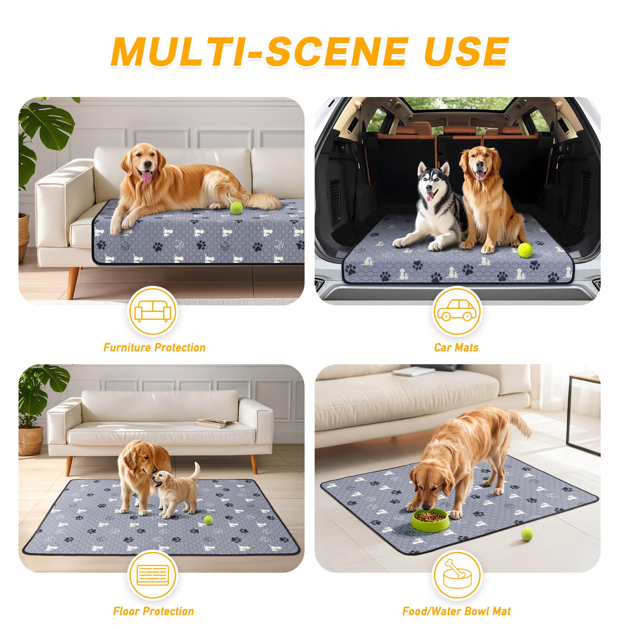 Washable Pee Pads For Dogs, 4 Pack Reusable Puppy Pads, Waterproof Pet Pee Pads For Dog Potty Training, Extra Large Dog Pee Pads