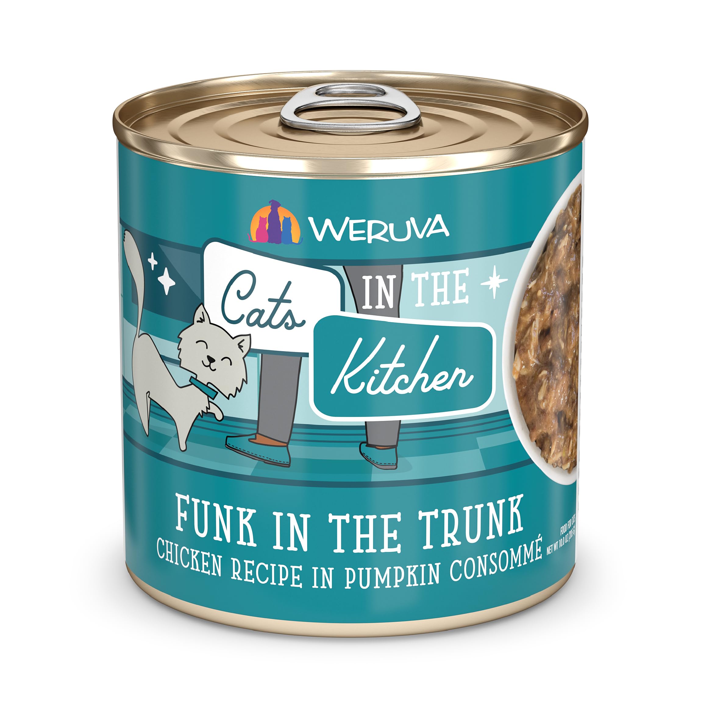 Weruva Cats in The Kitchen, Funk in The Trunk Wet Cat Food, 10oz Can (Pack of 12)