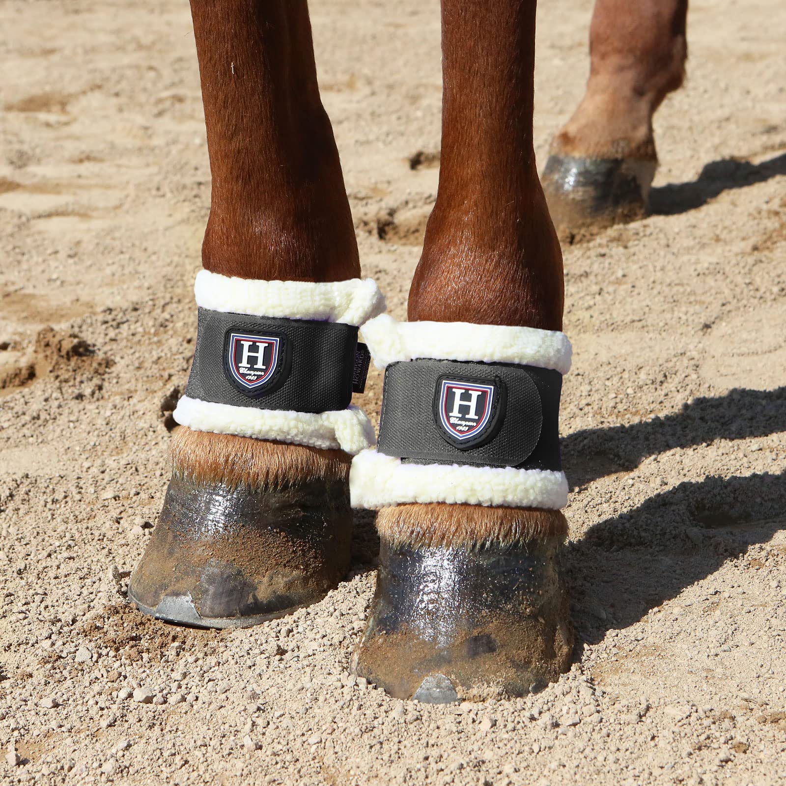 Harrison Howard Premium Horse Pastern Wraps with Berber Fleece, Black, Sold in Pairs