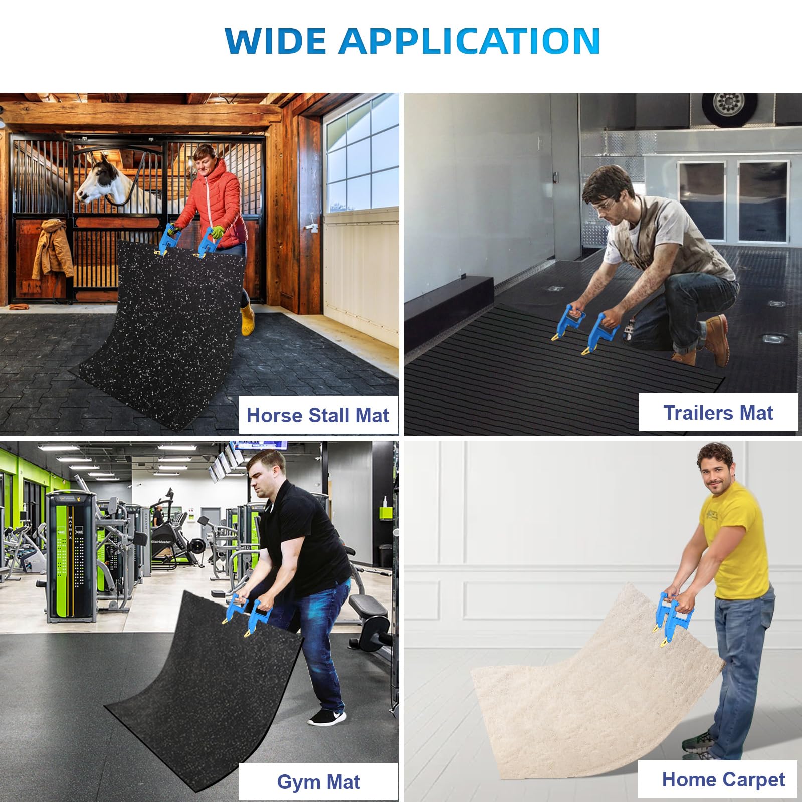 Intii Heavy Duty Stall Mat Grippers - Pair Of 2 Mat Movers Tool For Horse Stalls, Gym, Barn, And Trailer, Makes Moving Rubber Ma