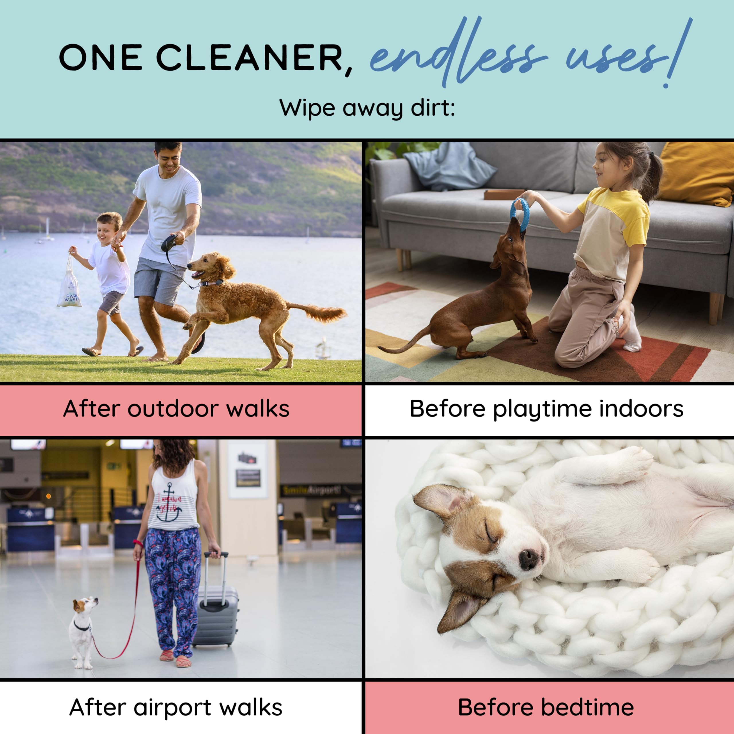 Dog Paw Cleaner | No Rinse Paw Cleaner For Dogs | Bottle With Scrubber Top And 1 Foaming Cleanser Tablet | 1 Tablet = 50+ Washes