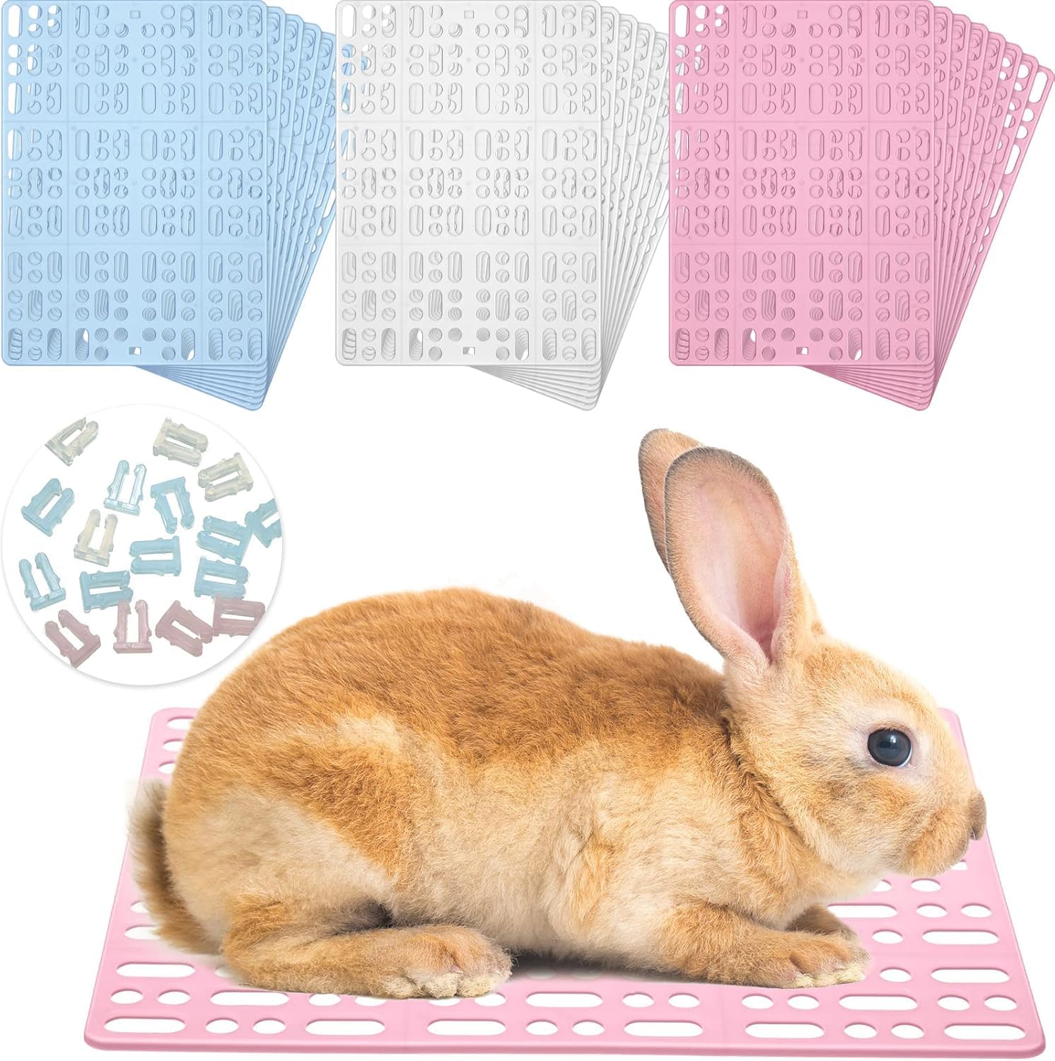 Lemecima 15 Pieces Plastic Rabbit Cage Mat Durable Rabbit Feet Pad Small Animal Feet Pad Cage Resting Mat With A Convenient Conn