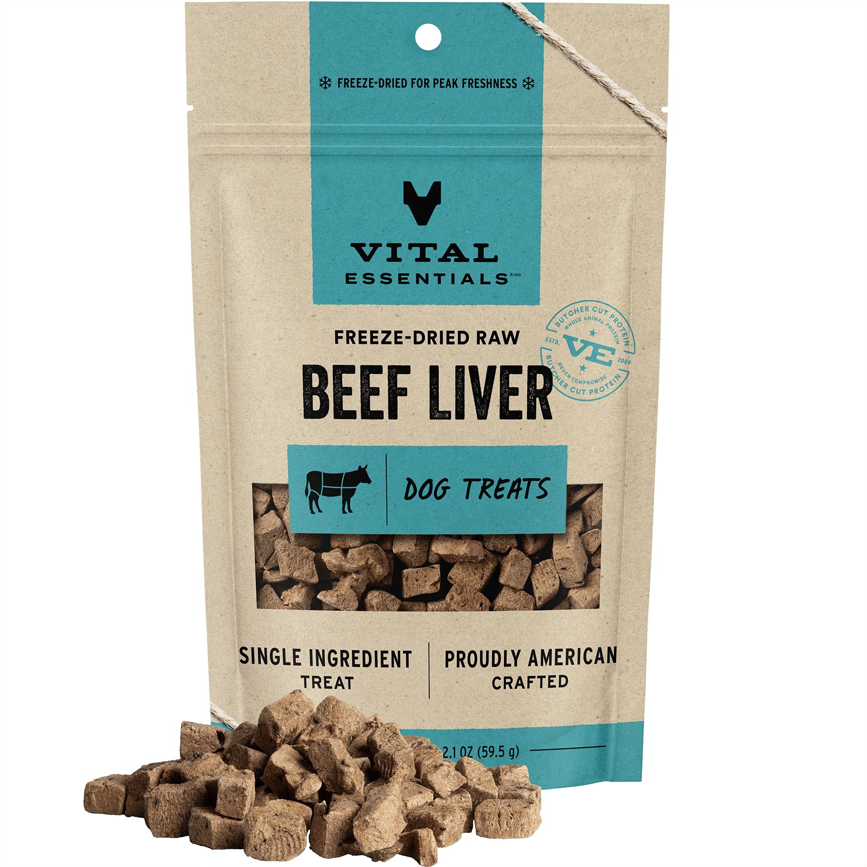 Vital Essentials Beef Liver Dog Treats, 2.1 oz | Freeze-Dried Raw | Single Ingredient | Premium Quality High Protein Training Tr