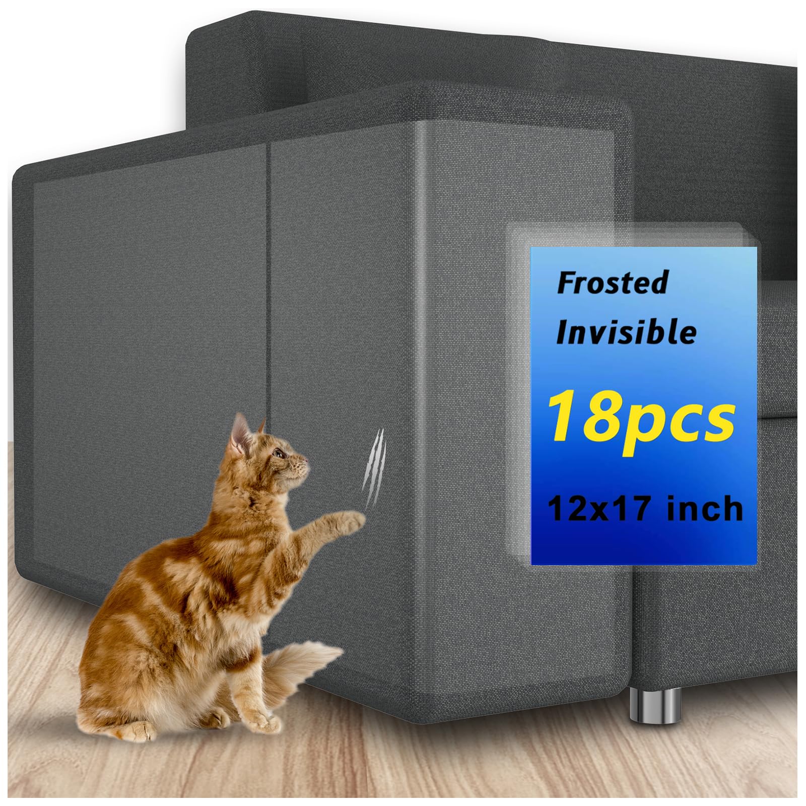 Mioule Cat Scratch Furniture Protector, 18Pcs, Frosted, Large Area Coverage, Easy To Install, Bpa-Free, Environmentally Friendly