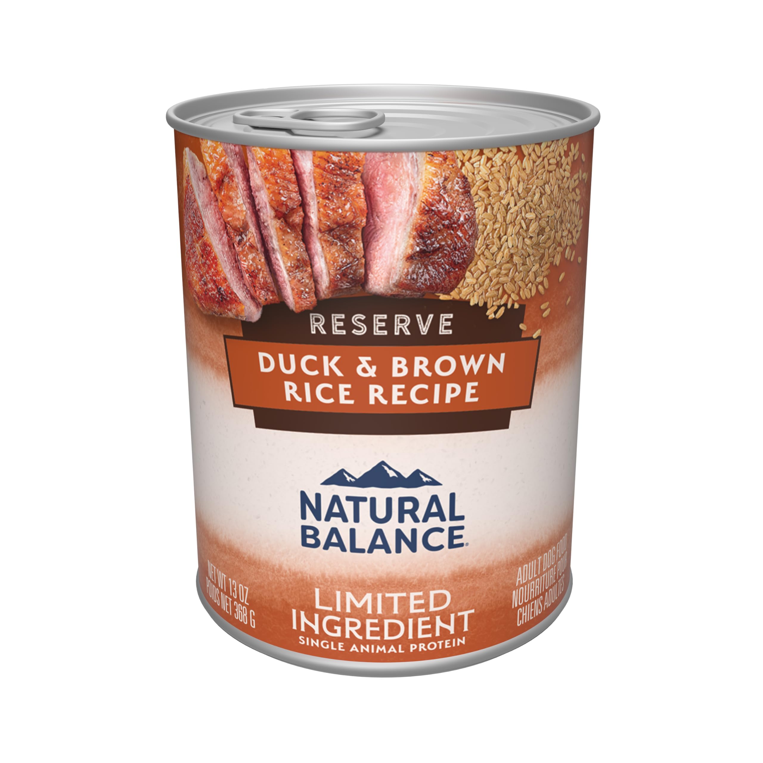 Natural Balance Limited Ingredient Adult Wet Canned Dog Food with Healthy Grains, Reserve Duck & Brown Rice Recipe, 13 Ounce (Pa