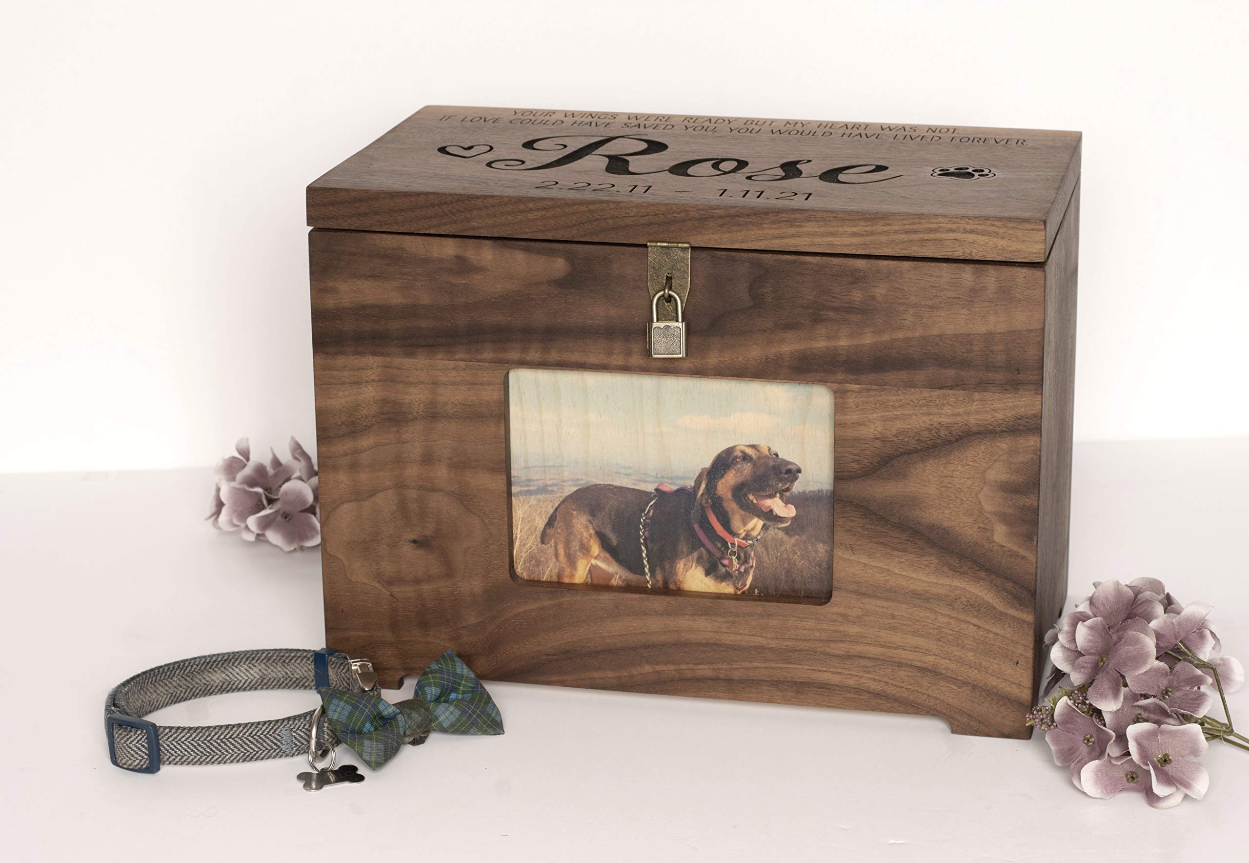 Large Pet Memory Urn Box With Personalized Name, Quote, Or Poem - Memorial Wood Keepsake
