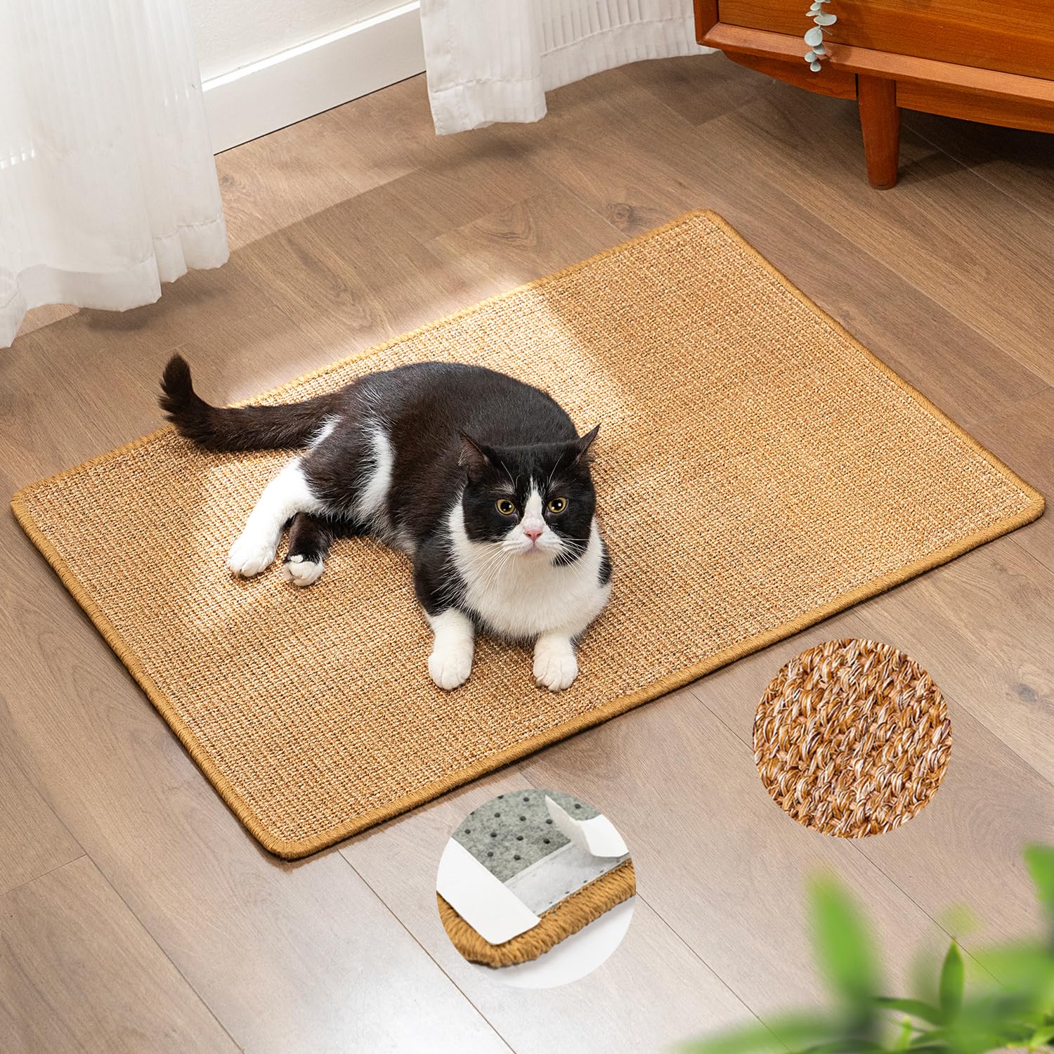 Conlun Cat Scratcher Mat,Sisal Cat Scratch Pad Rug,Wall Scratchers For Indoor Kitten Scratching&Stretching,Furniture Protector F
