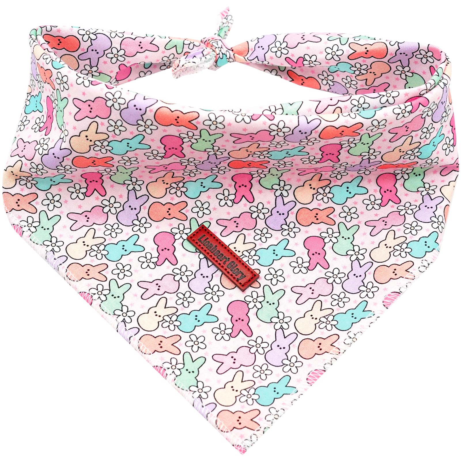 Lionheart Glory Easter Bandana - 1 Pack Washable Soft Dog Scarf, Square Adjustable Bandanas For Medium Large Dogs