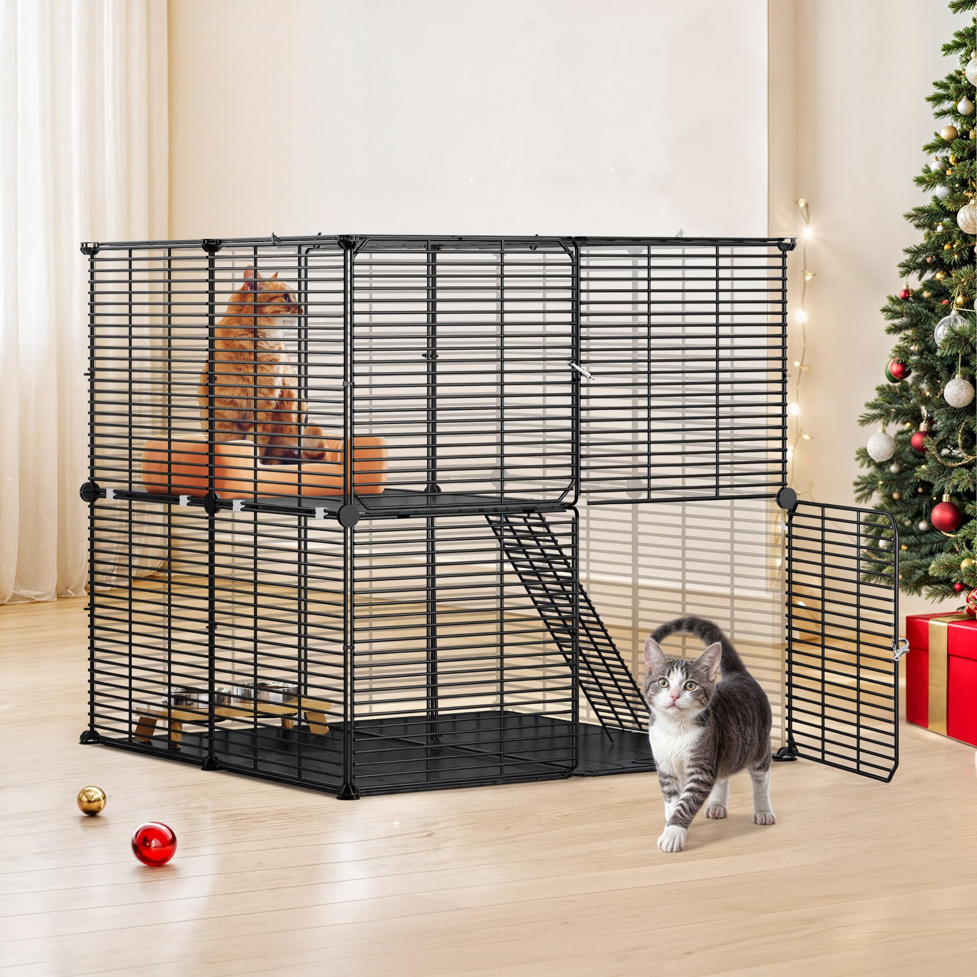 Yitahome Indoor Cat Playpen, Metal Cat Cage With Extra-Large Hammock For 1-2 Cats, Chinchillas, Ferrets, Rabbits, And Small Anim