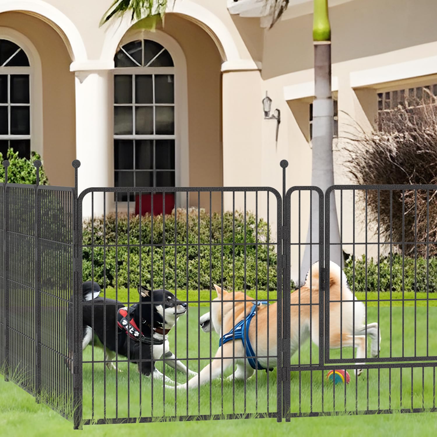 Dog Playpen,32/40/45 Inch Height In Heavy Duty, Folding Indoor Outdoor Anti-Rust Dog Exercise Fence, Portable Pet Playpen With D