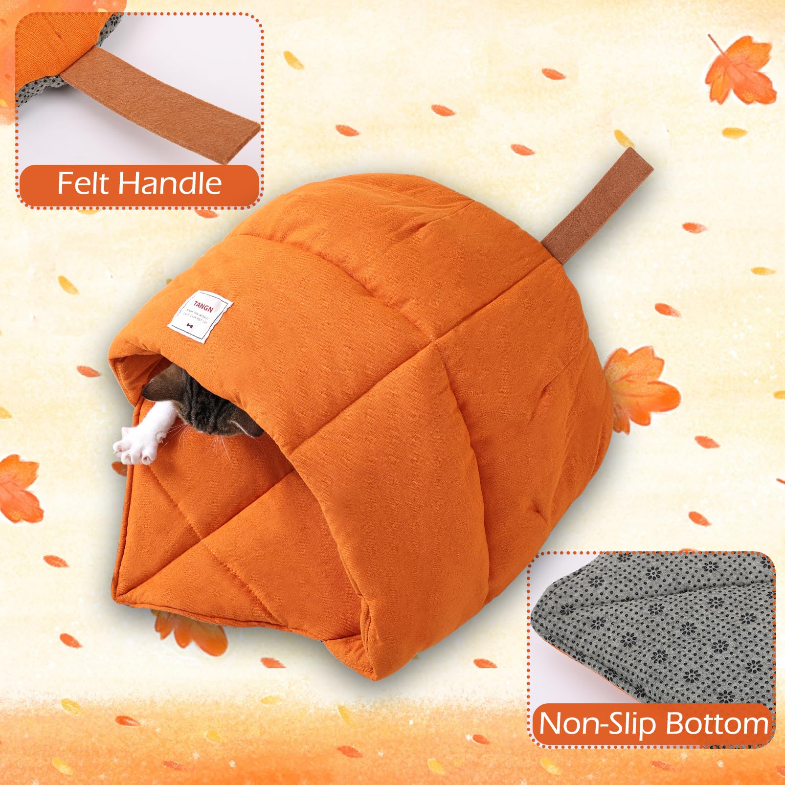 Cat Sleeping Bag,Cozy Cat Bed Cave Leaf Nest,Linen Fabric Pet Cuddle Zone,Covered Hide Warm Burrowing Soft Durable Washable Cat