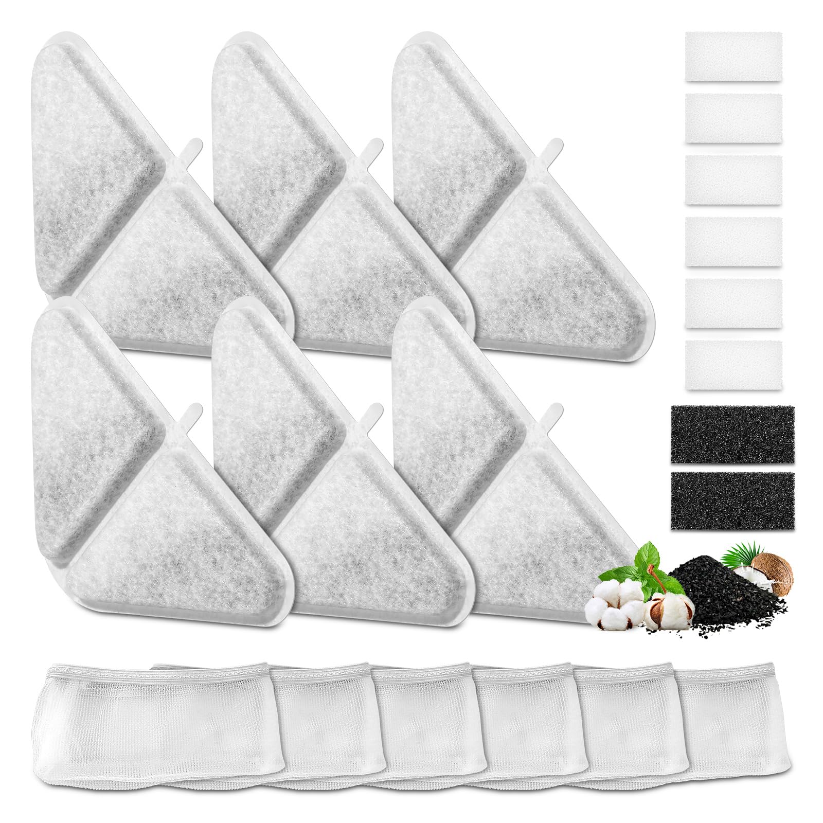 6 Pack Replacement Filters for 230oz Dog Water Fountain, Water Fountain Filter Replacement for 5 Layers Filtration System 7L Pet