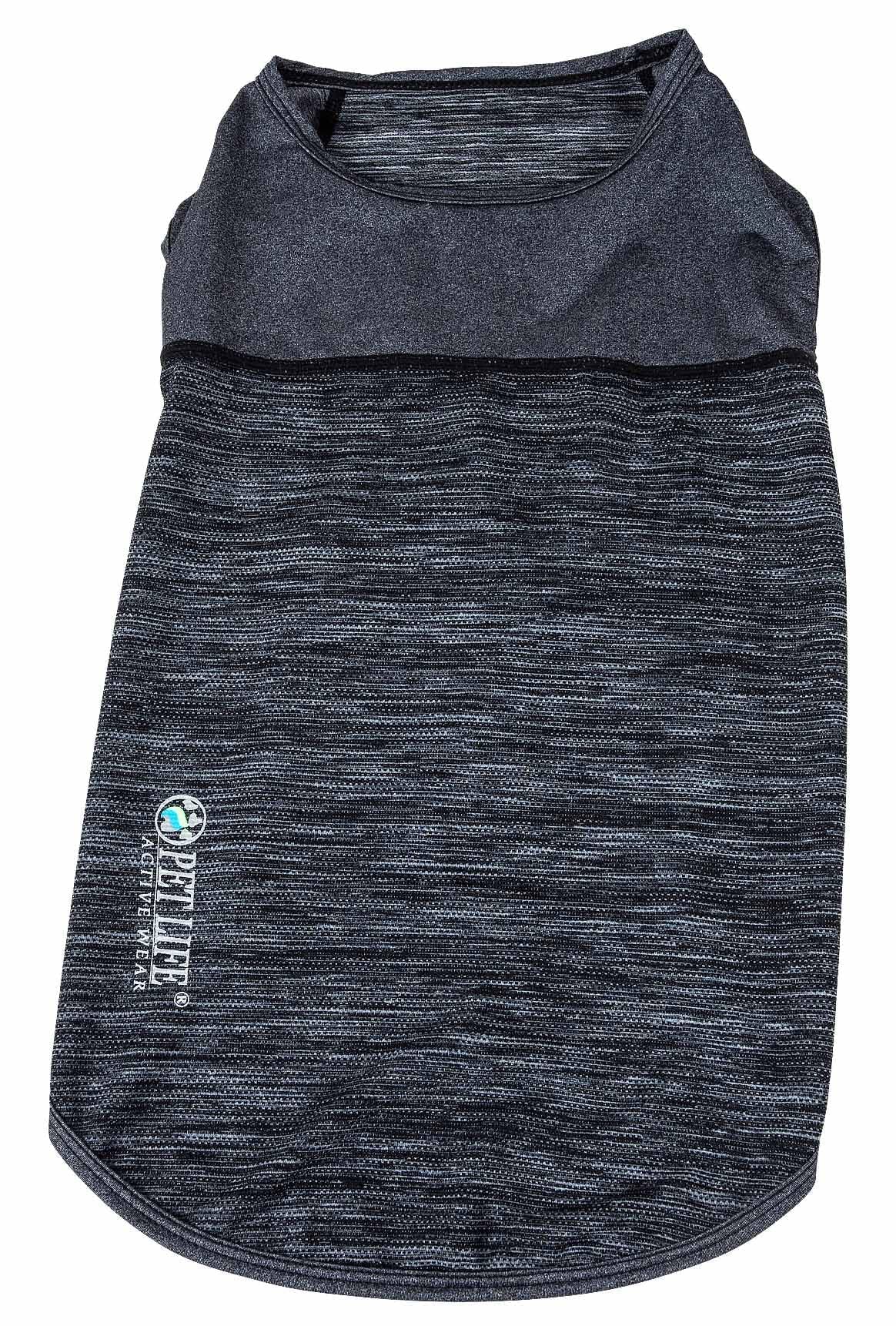 Pet Life Active 'Aero-Pawlse' Heathered Quick-Dry And 4-Way Stretch-Performance Dog Tank Top T-Shirt(D0102H7Luh7.)