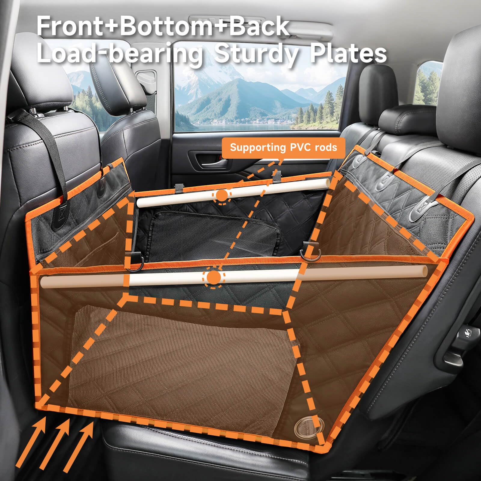 Petizer Dog Car Seat For Medium/Large Dogs, Hard Bottom Back Seat Extender For Dogs, Waterproof Dog Car Seat Cover For Back Seat