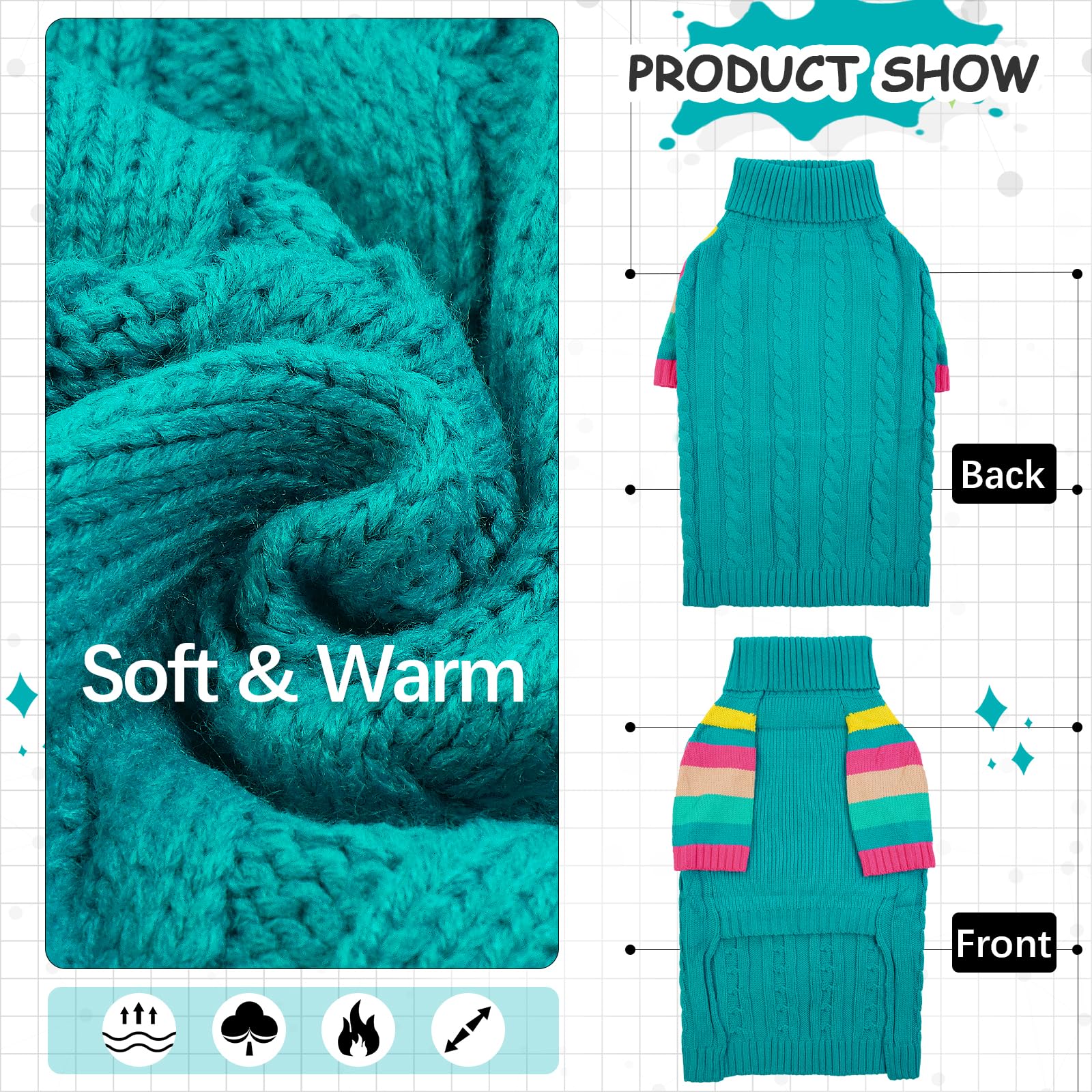 Ouobob Sweaters For Large Size Dogs Winter, Turtleneck Extra Large Dog Sweater For Dogs Male Female, Thick Warm Christmas Dog Co