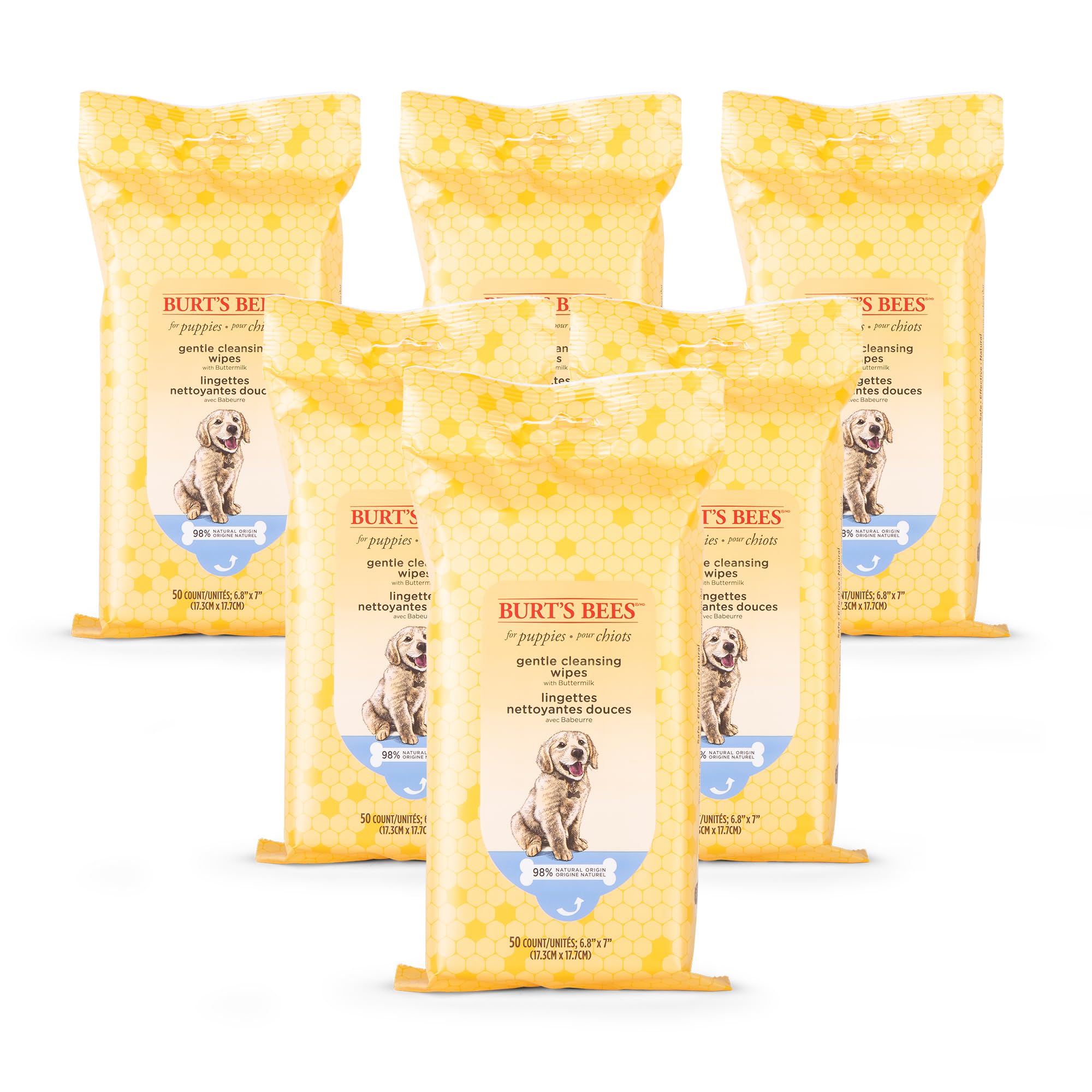 Burts Bees for Pets Gentle Cleansing Puppy Wipes with Buttermilk, 98% Natural Origin Formulas, Hypoallergenic Dog Cleaning Wipe