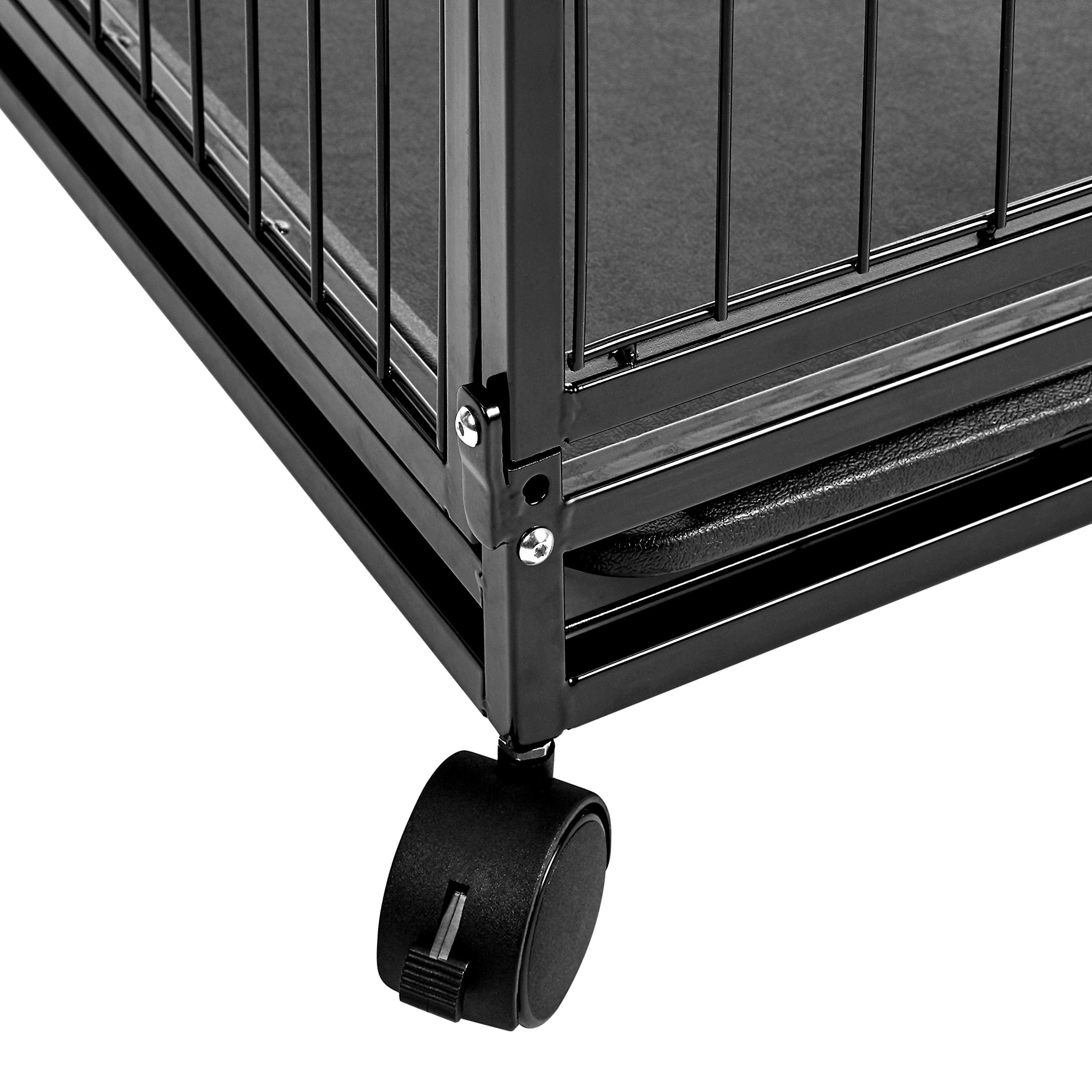 Amazon Basics - Portable Heavy Duty Stackable Dog & Pet Kennel With Tray, Black, 24.0''L X 28.0''W X 37.0''H